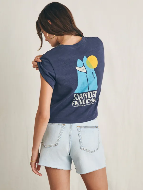 Surfrider Sunwashed Cropped Tee - Dune Navy sold by Faherty