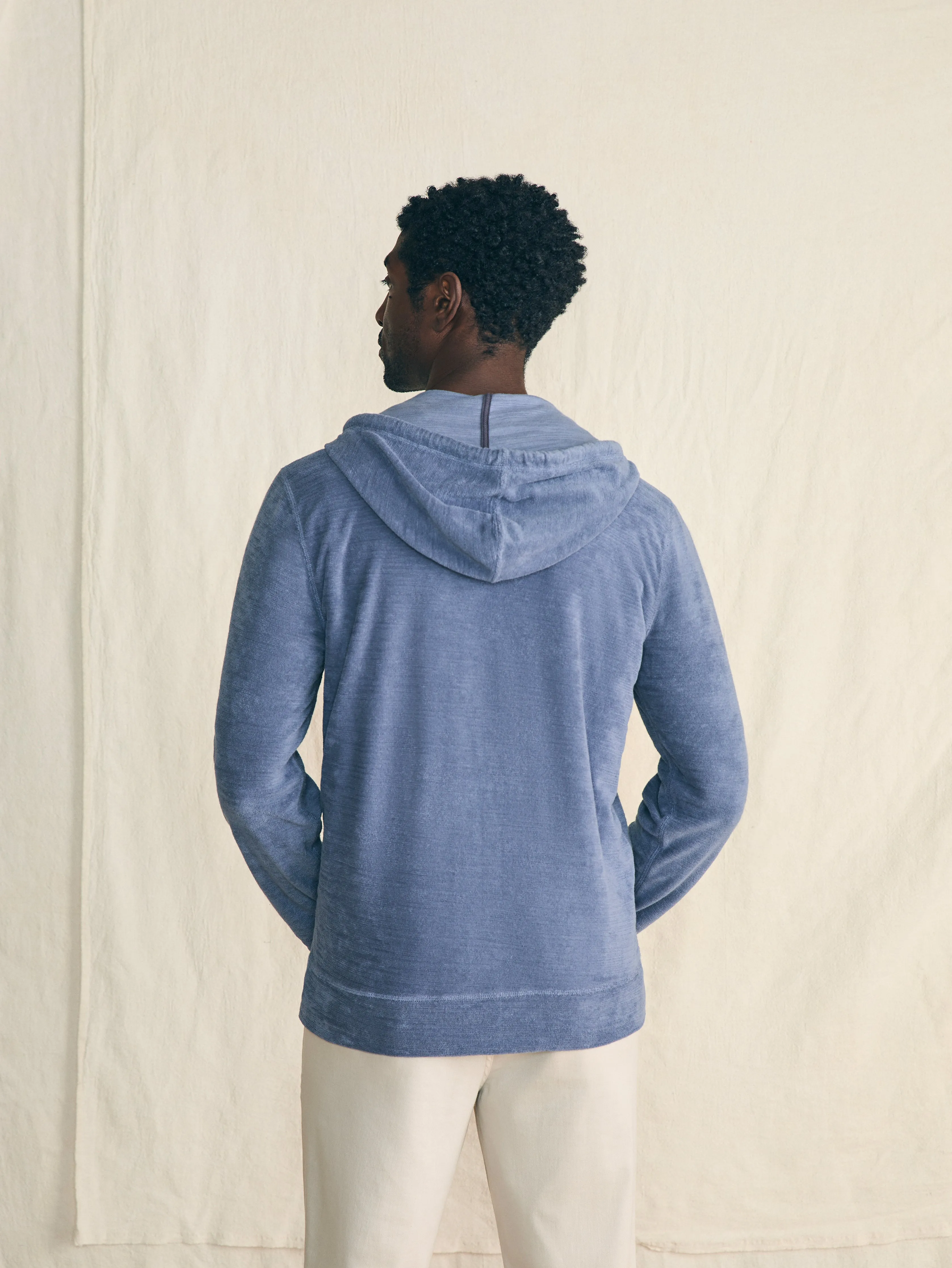 Cabana Towel Terry Zip Hoodie - Stormy Sky sold by Faherty product image thumbnail 5