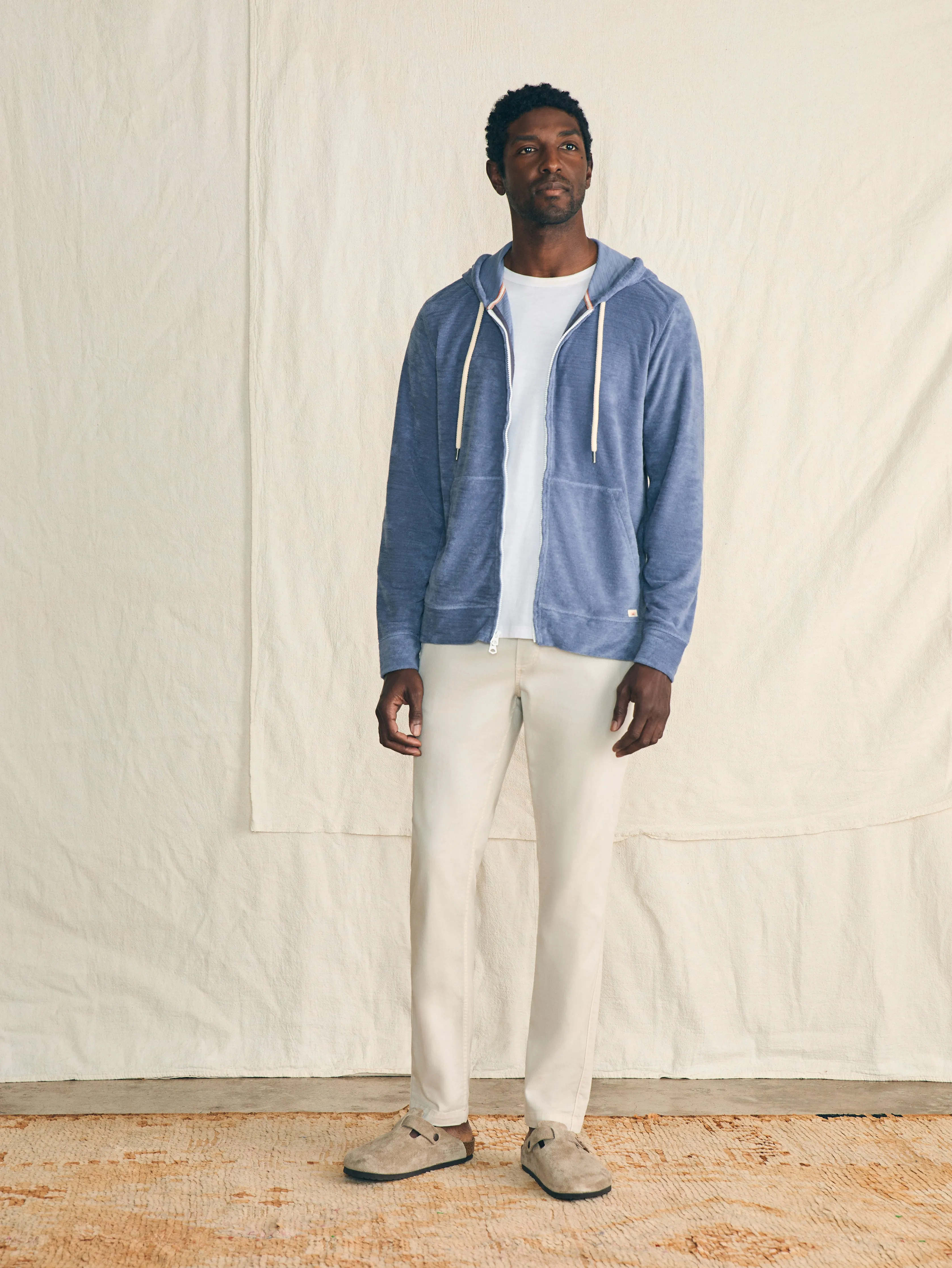 Cabana Towel Terry Zip Hoodie - Stormy Sky sold by Faherty product image thumbnail 4