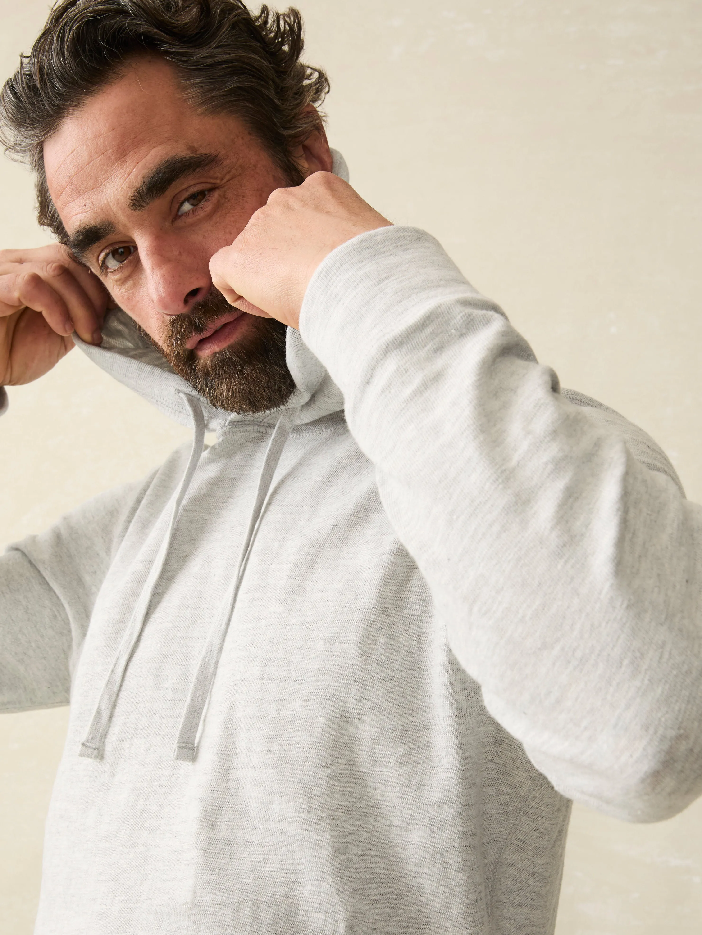Sunwashed Midweight Organic Hoodie - Light Grey Heather sold by Faherty product image thumbnail 2
