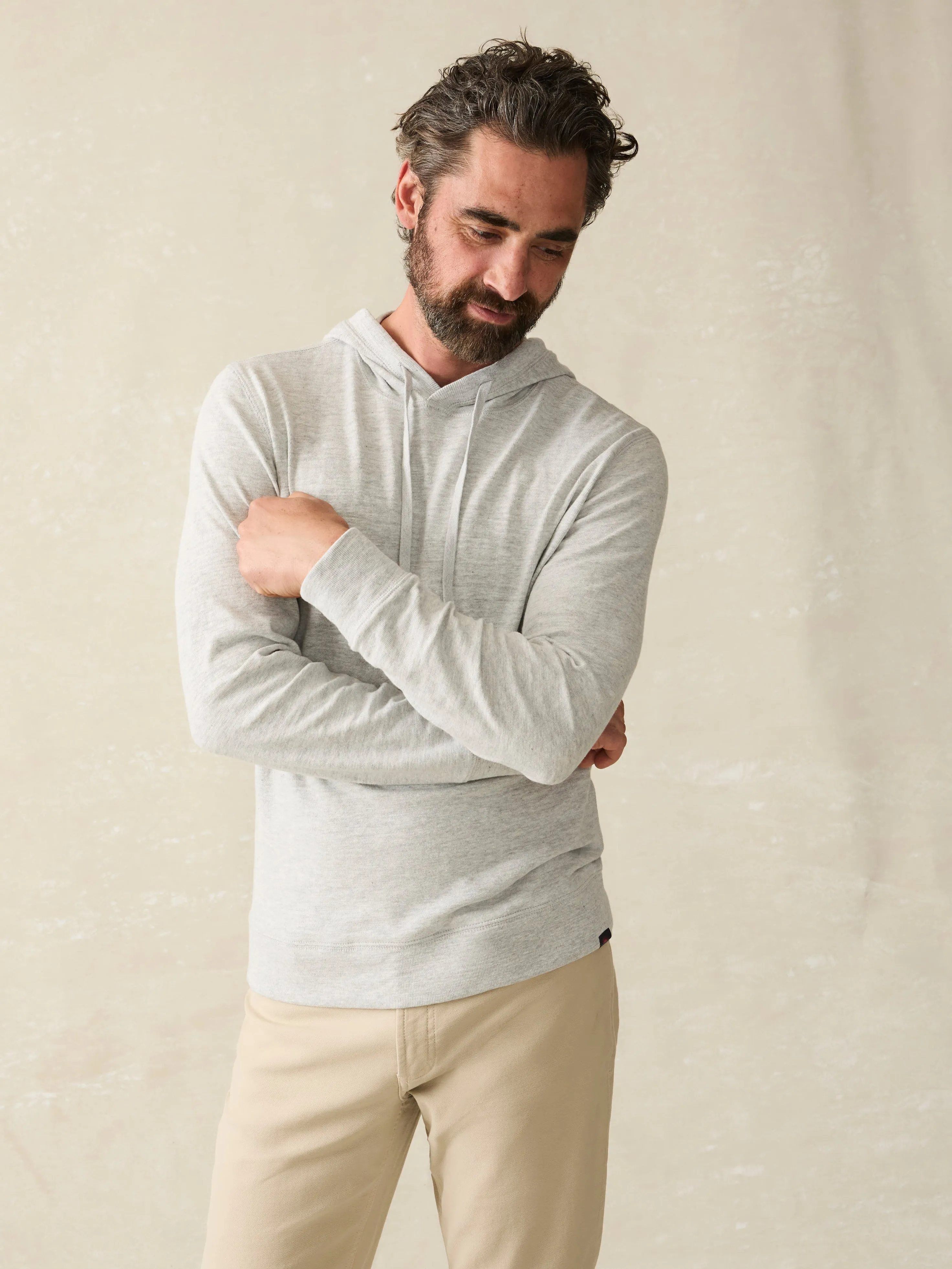 Sunwashed Midweight Organic Hoodie - Light Grey Heather sold by Faherty product image thumbnail 3
