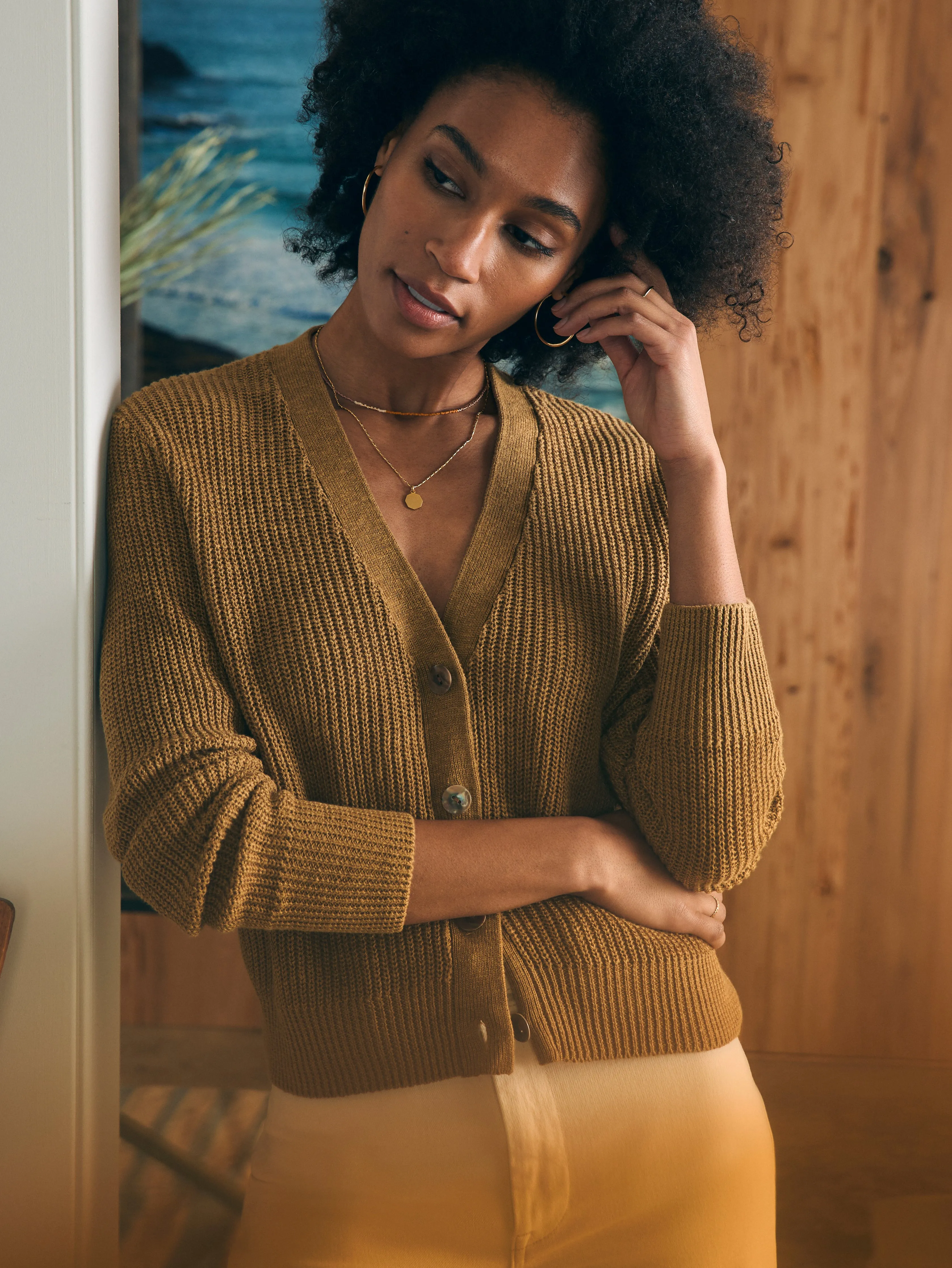 Miramar Linen Cardigan - Antique Bronze sold by Faherty product image thumbnail 3