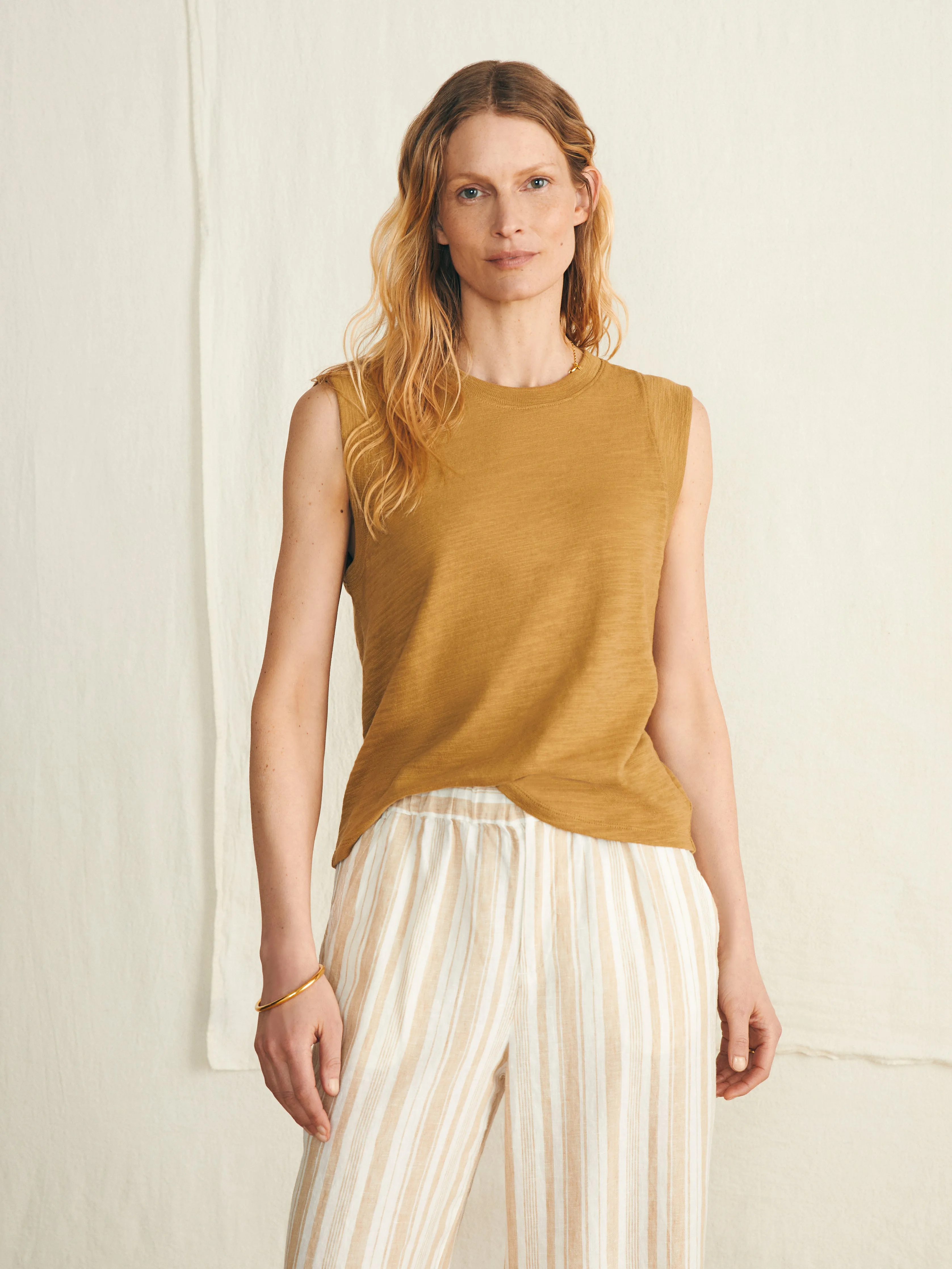 Sunwashed Slub Muscle Tank - Antique Bronze sold by Faherty product image thumbnail 3