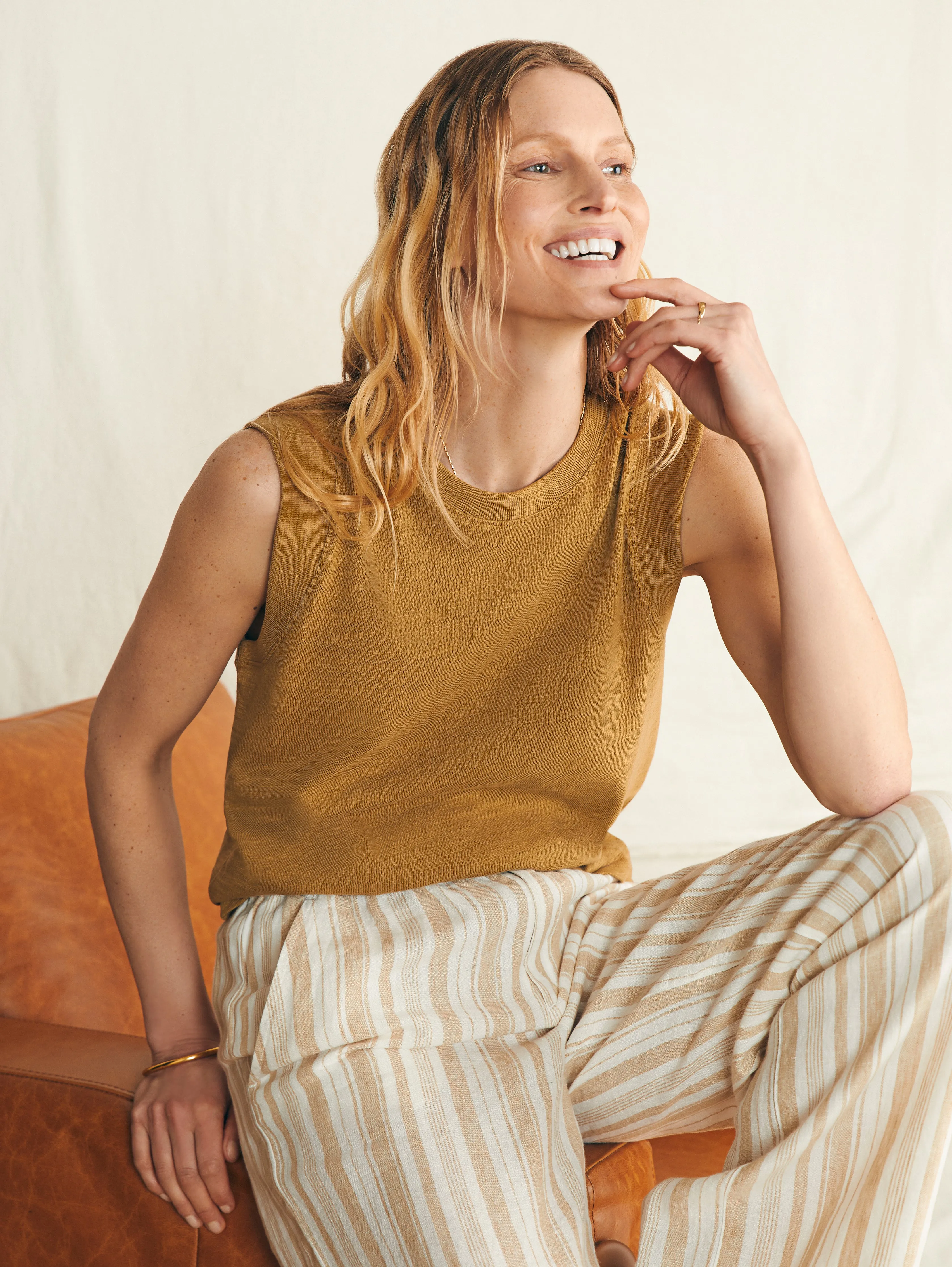 Sunwashed Slub Muscle Tank - Antique Bronze sold by Faherty product image thumbnail 5