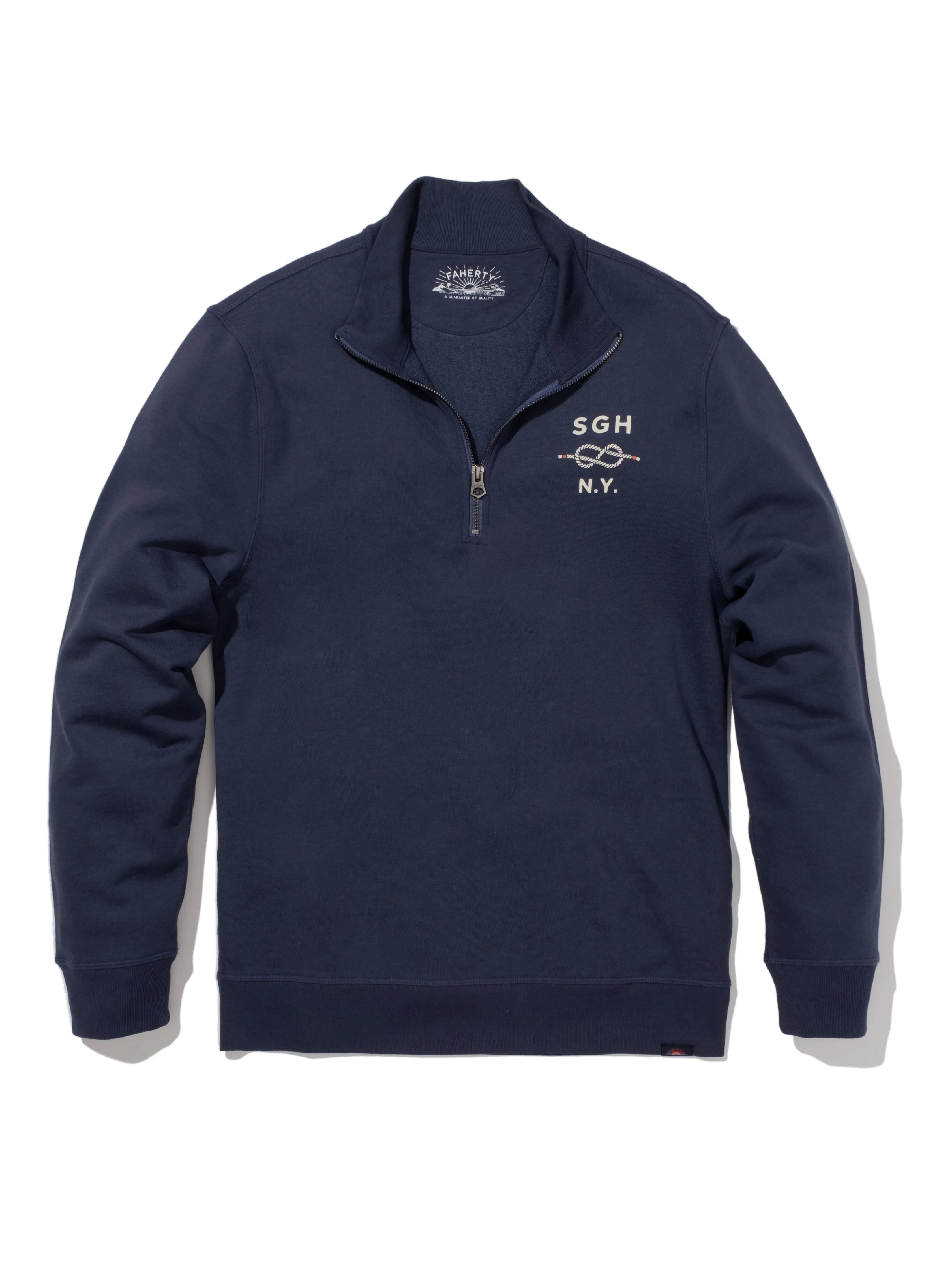Sag Harbor Beach Terry Quarter Zip - Dune Navy sold by Faherty