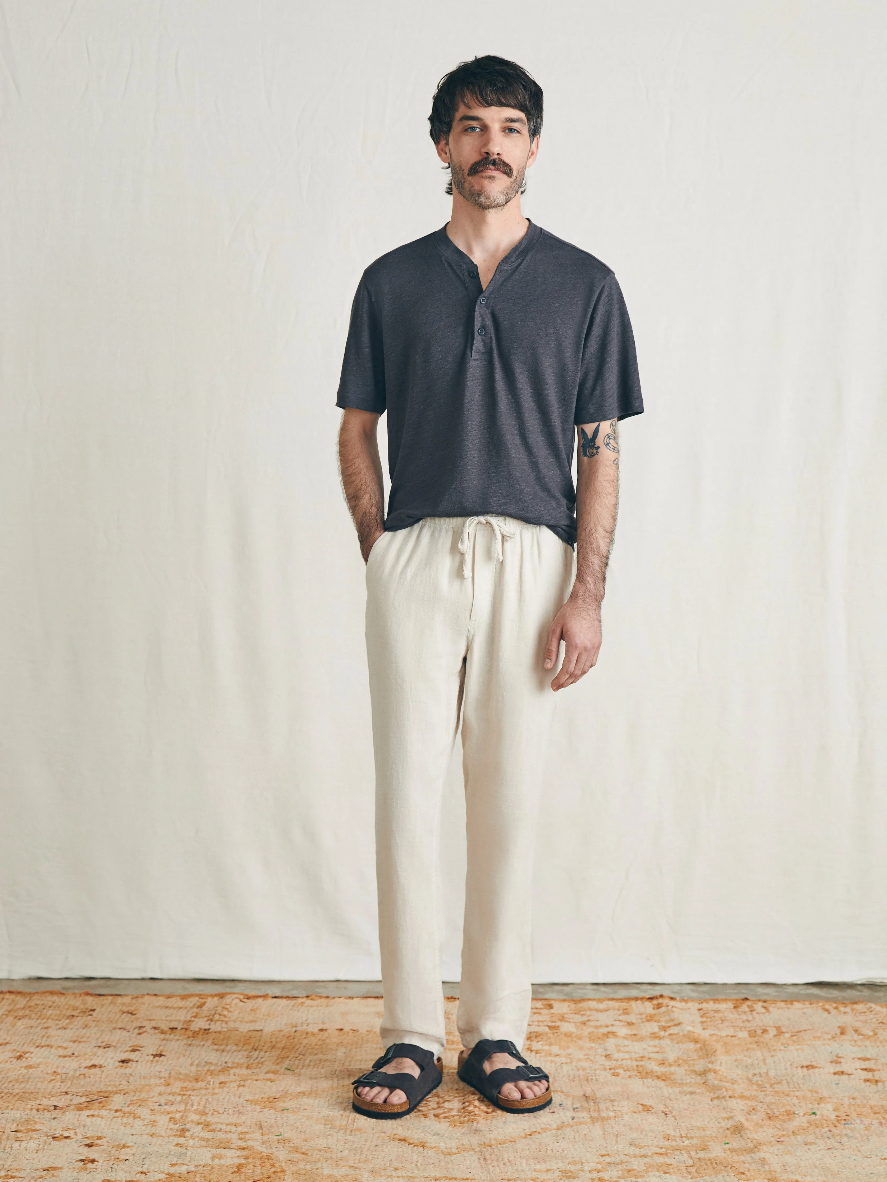 Linen Drawstring Pant - Weathered Sand sold by Faherty product image thumbnail 4