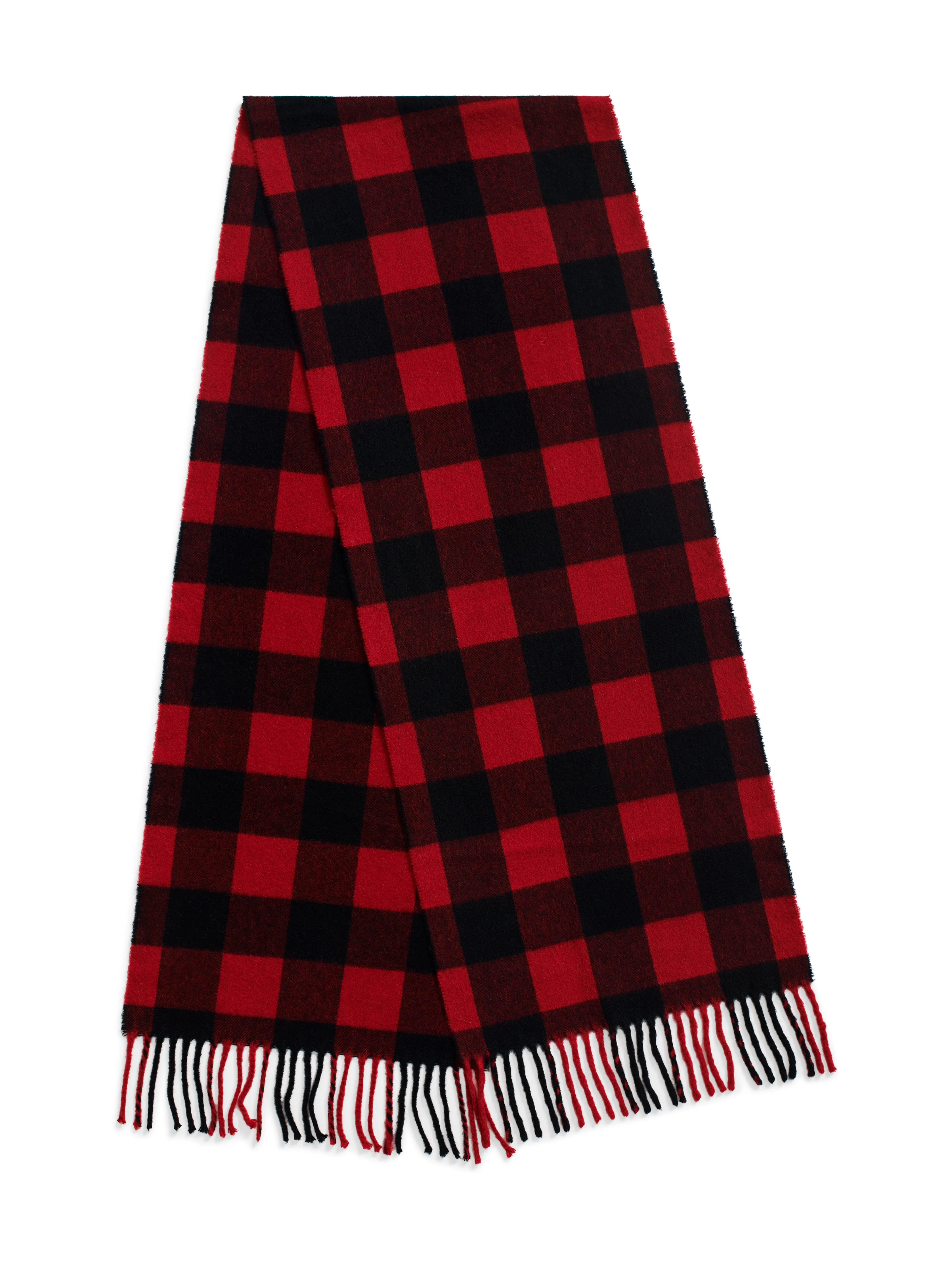 Recycled Cashmere Plaid Scarf - Red sold by Faherty
