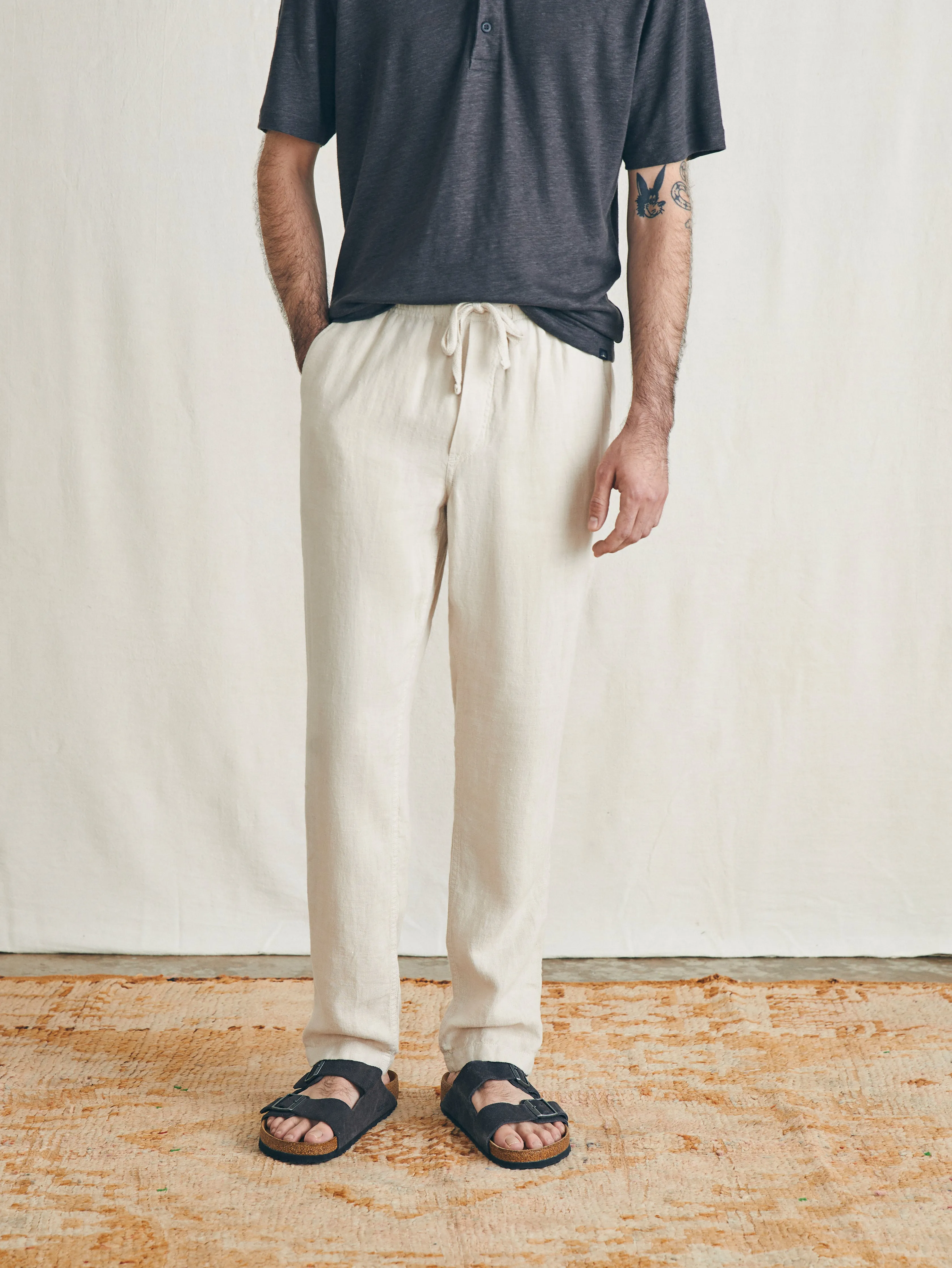 Linen Drawstring Pant - Weathered Sand sold by Faherty