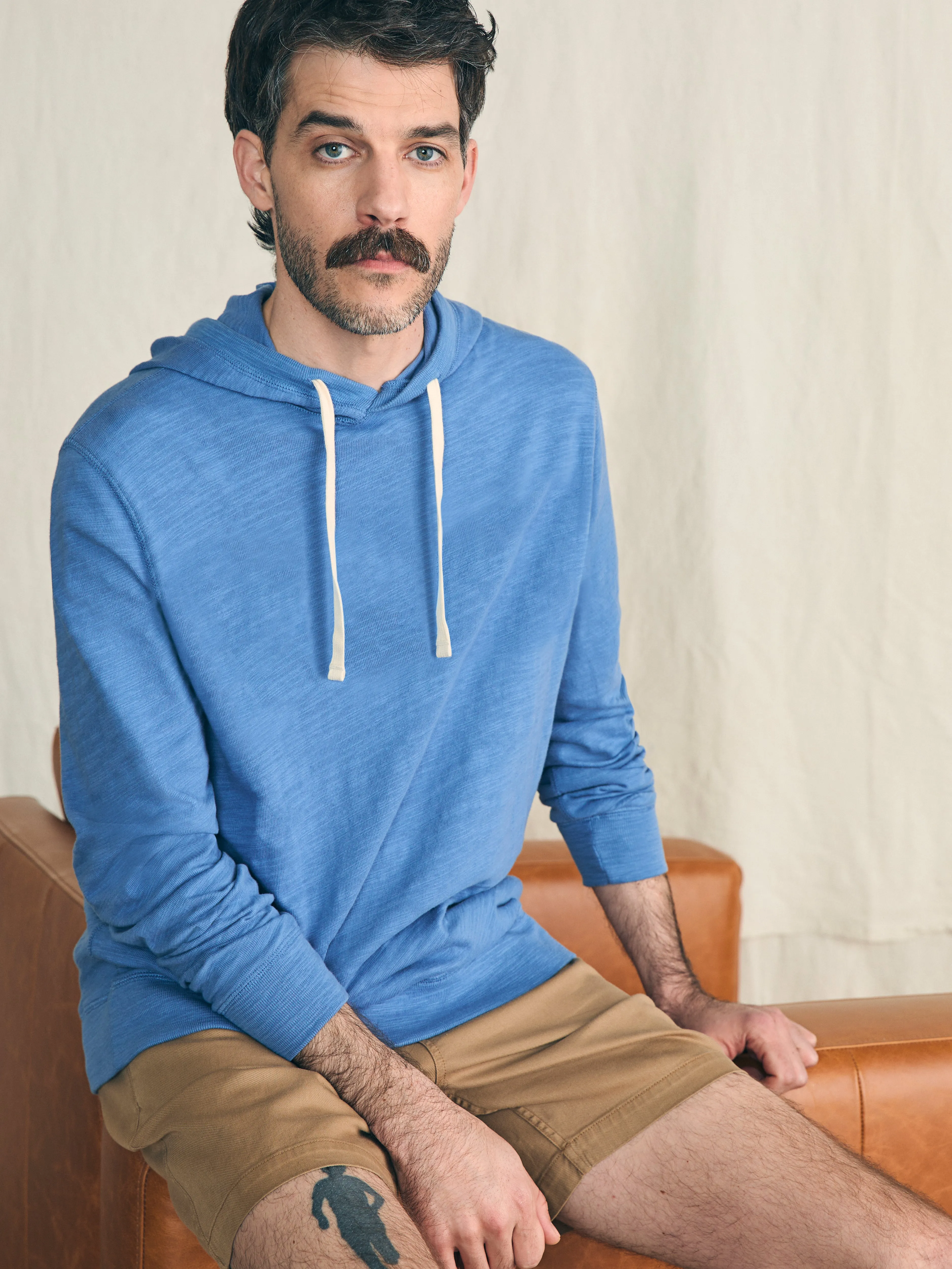 Sunwashed Slub Hoodie (Tall) - Blue Horizon sold by Faherty