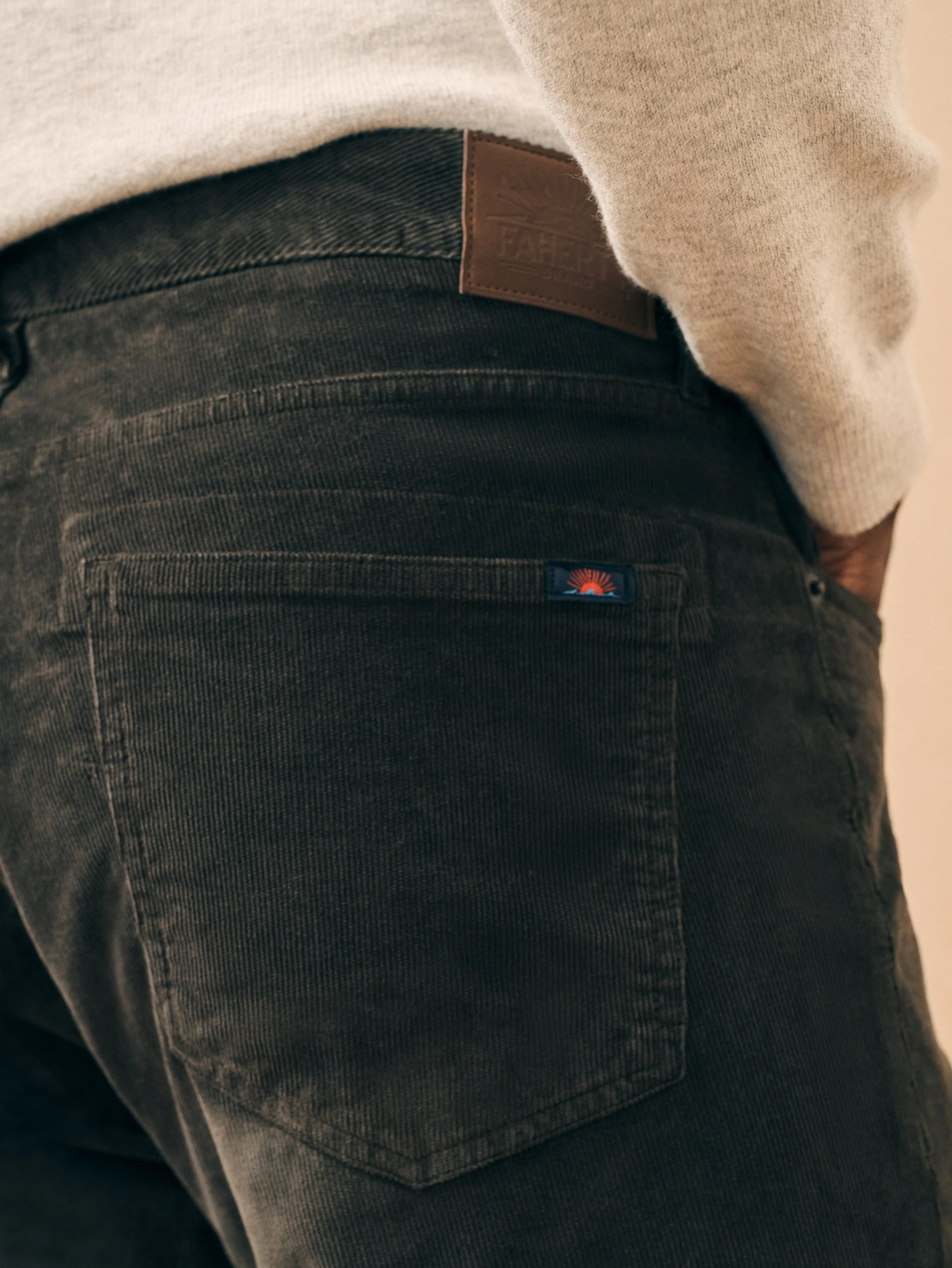 Stretch Corduroy 5-Pocket Pant (32" Inseam) - Washed Black sold by Faherty product image thumbnail 5