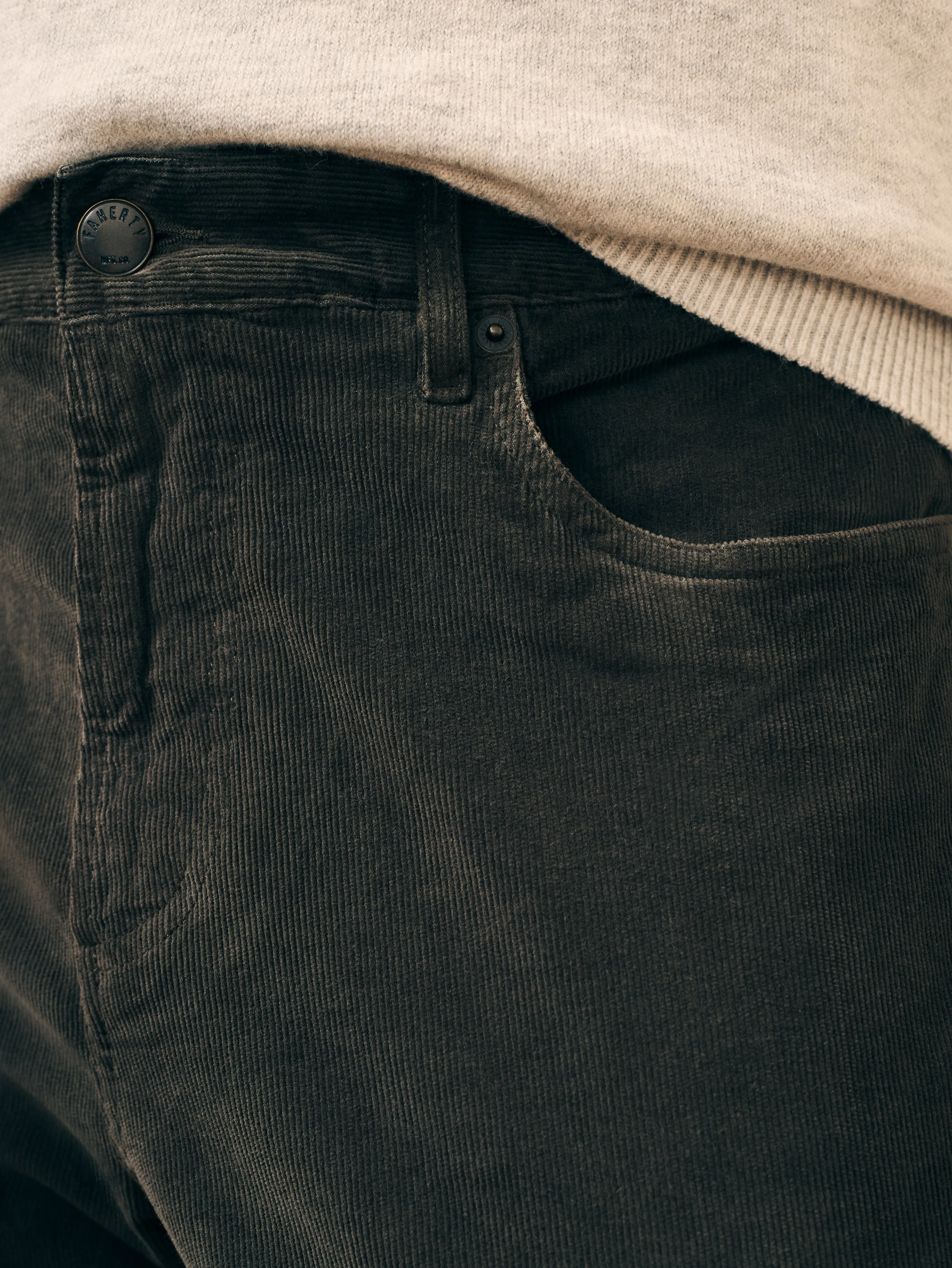 Stretch Corduroy 5-Pocket Pant (32" Inseam) - Washed Black sold by Faherty product image thumbnail 4