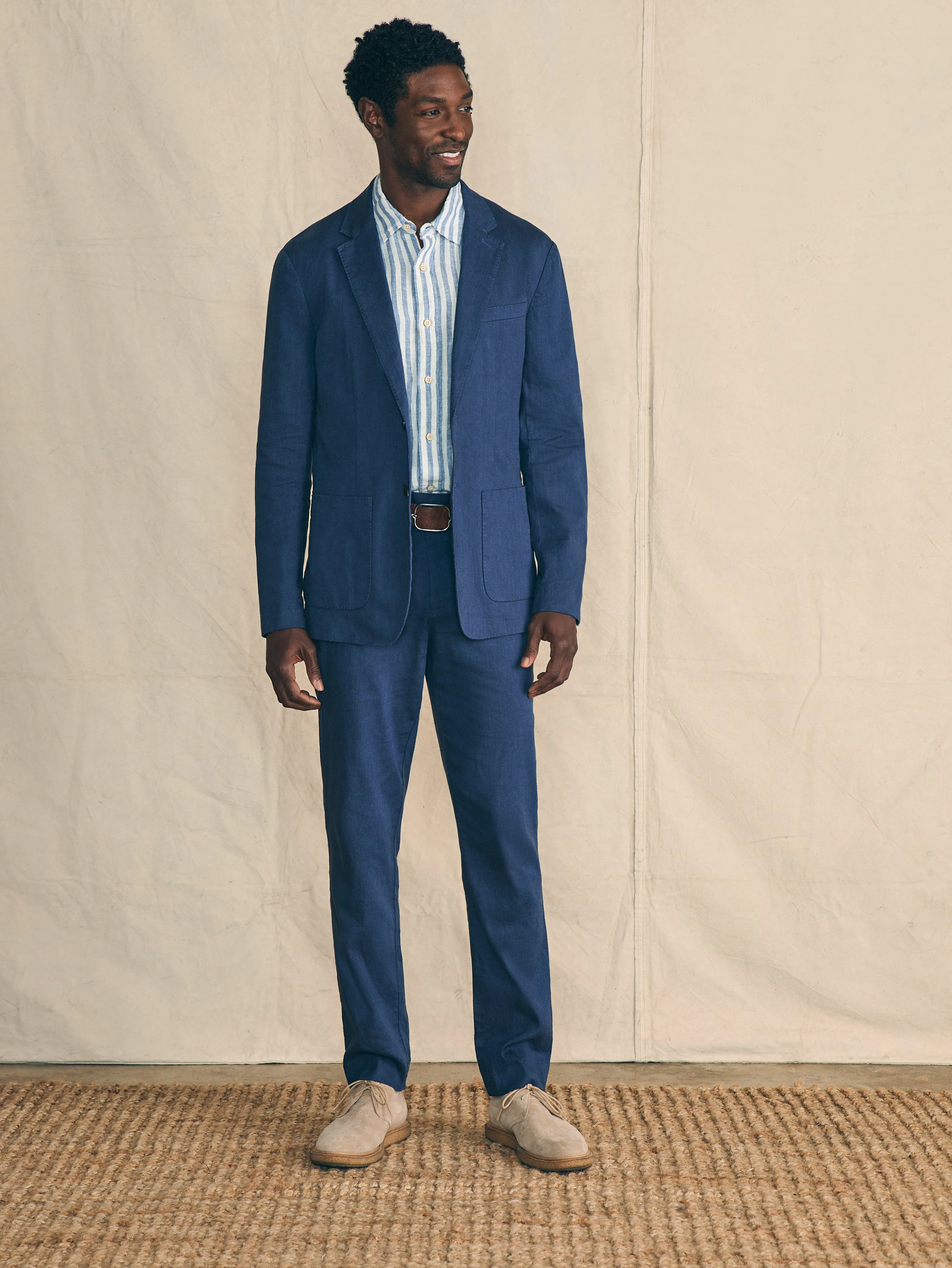 Movement™ Flex Linen Blazer - Deep Sea Navy sold by Faherty product image thumbnail 4
