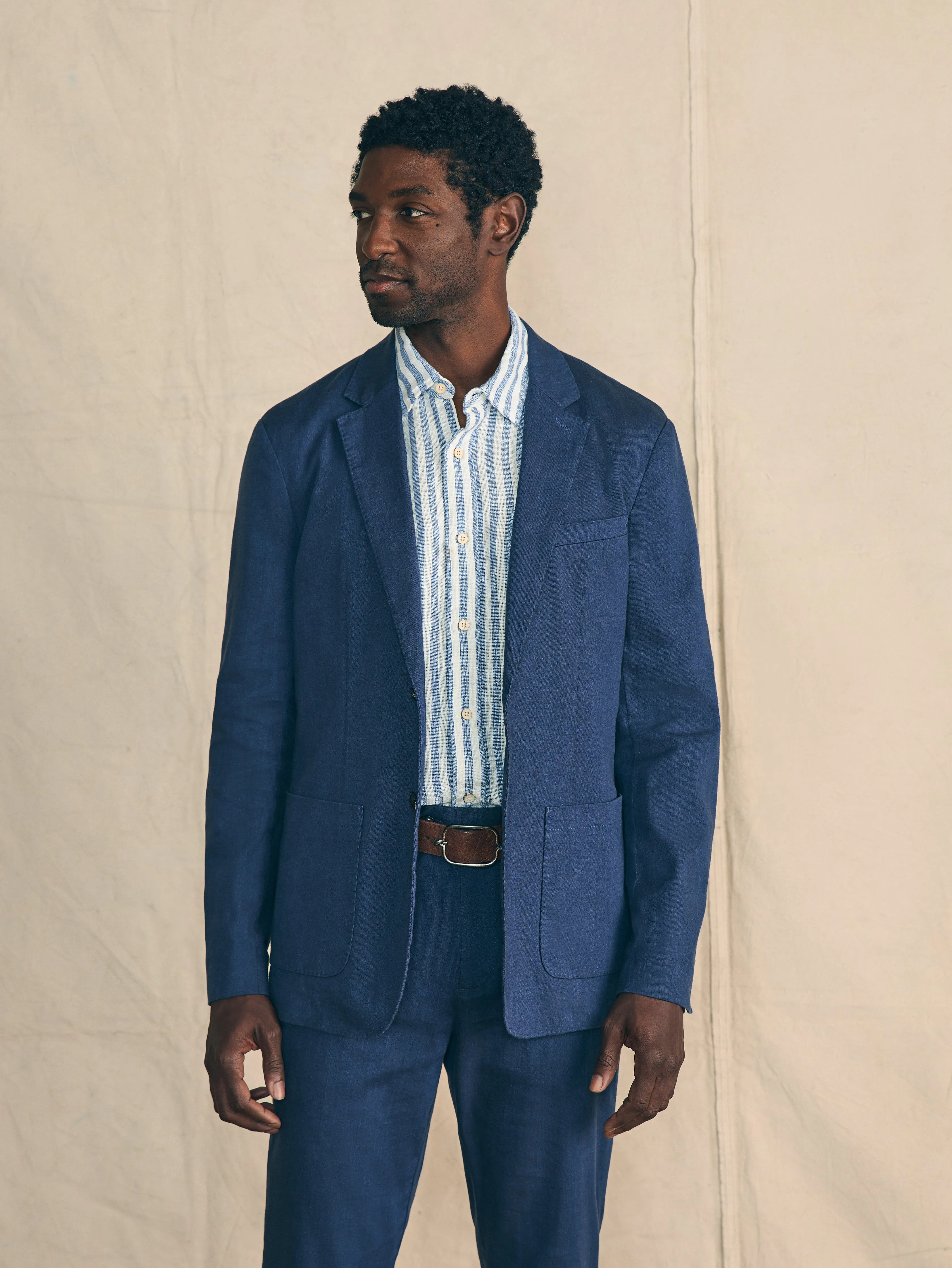 Movement™ Flex Linen Blazer - Deep Sea Navy sold by Faherty product image thumbnail 3