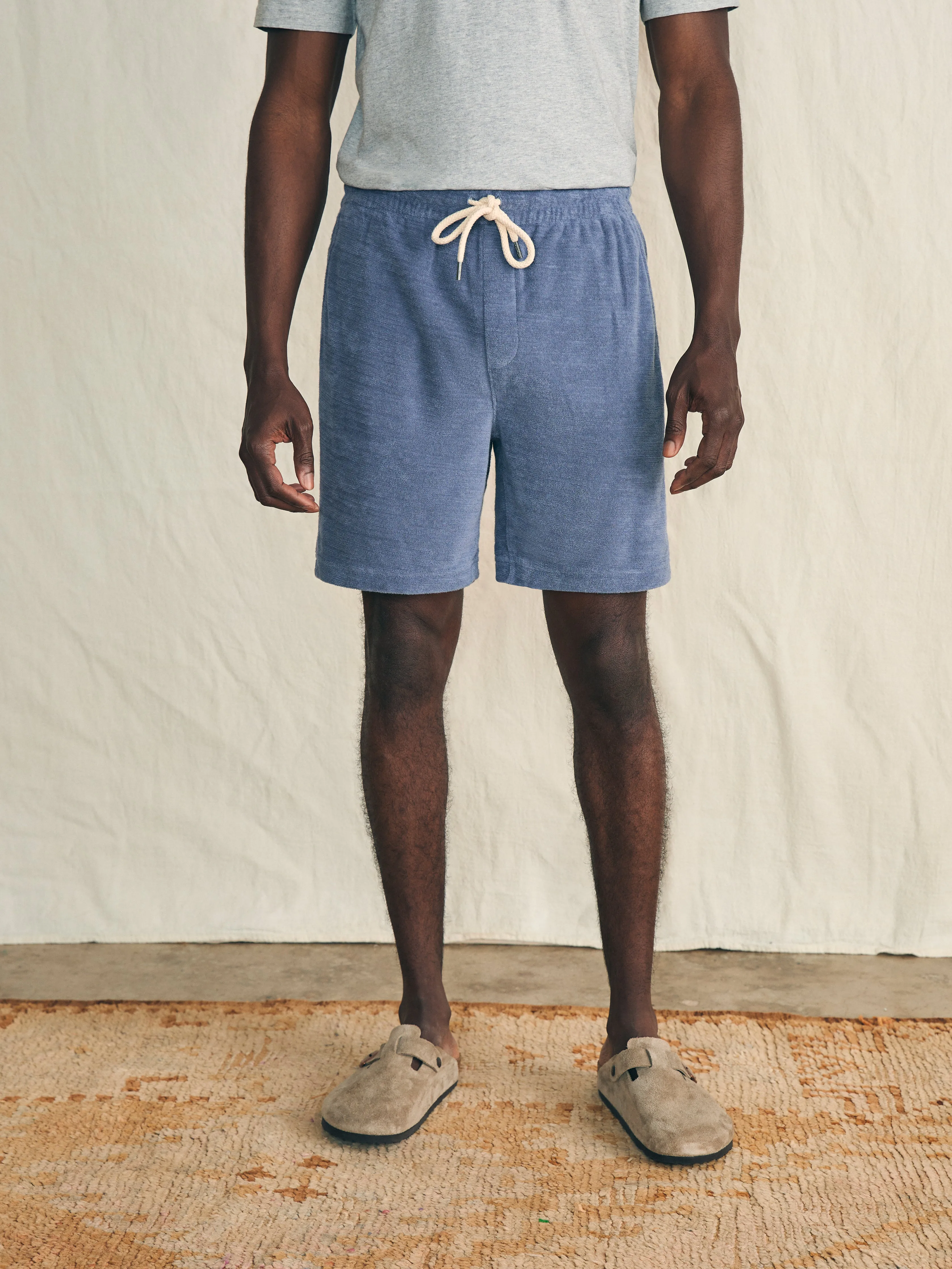 Cabana Towel Terry Sweatshort - Stormy Sky sold by Faherty