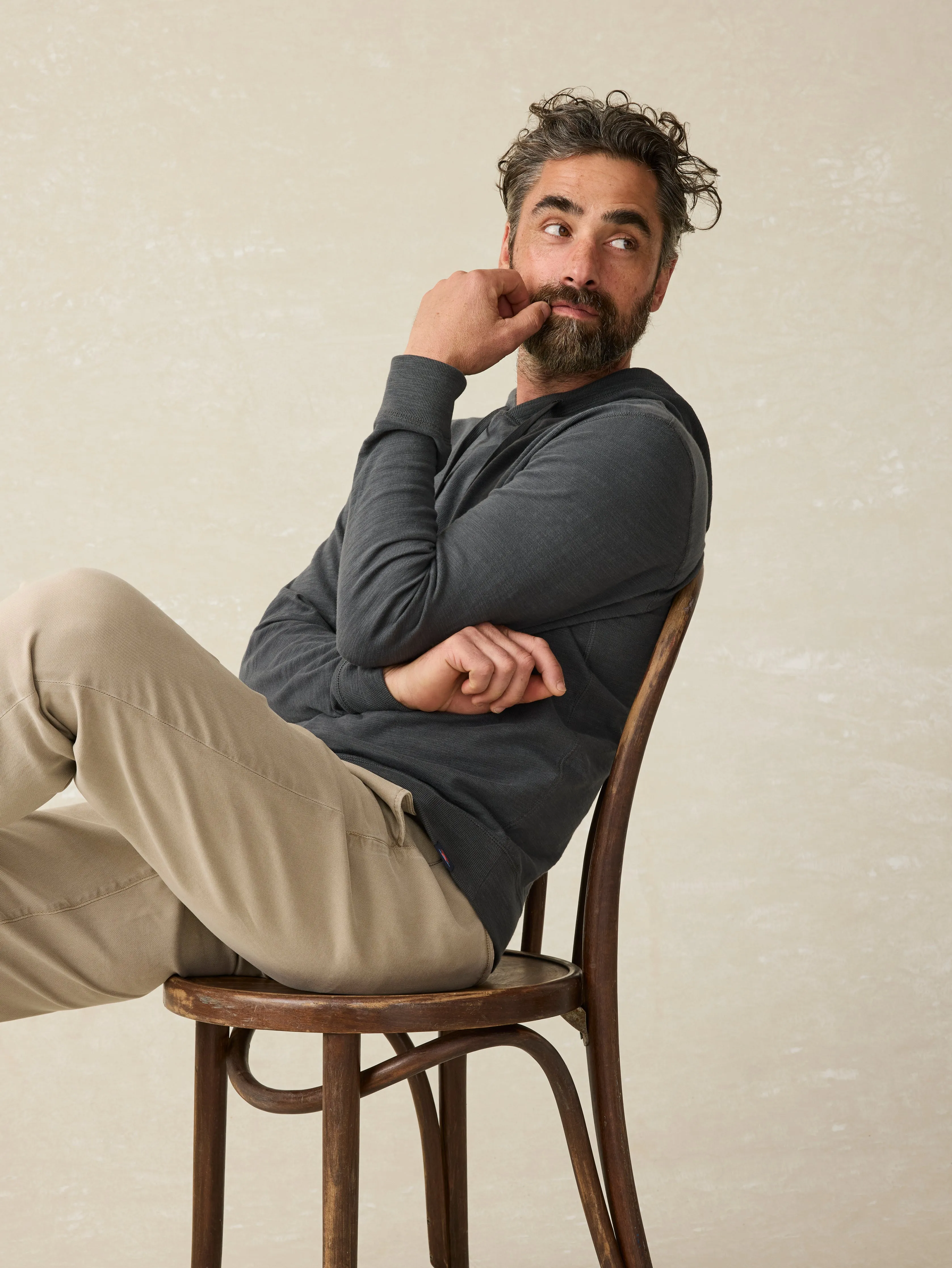 Sunwashed Midweight Organic Hoodie - Graphite sold by Faherty product image thumbnail 3