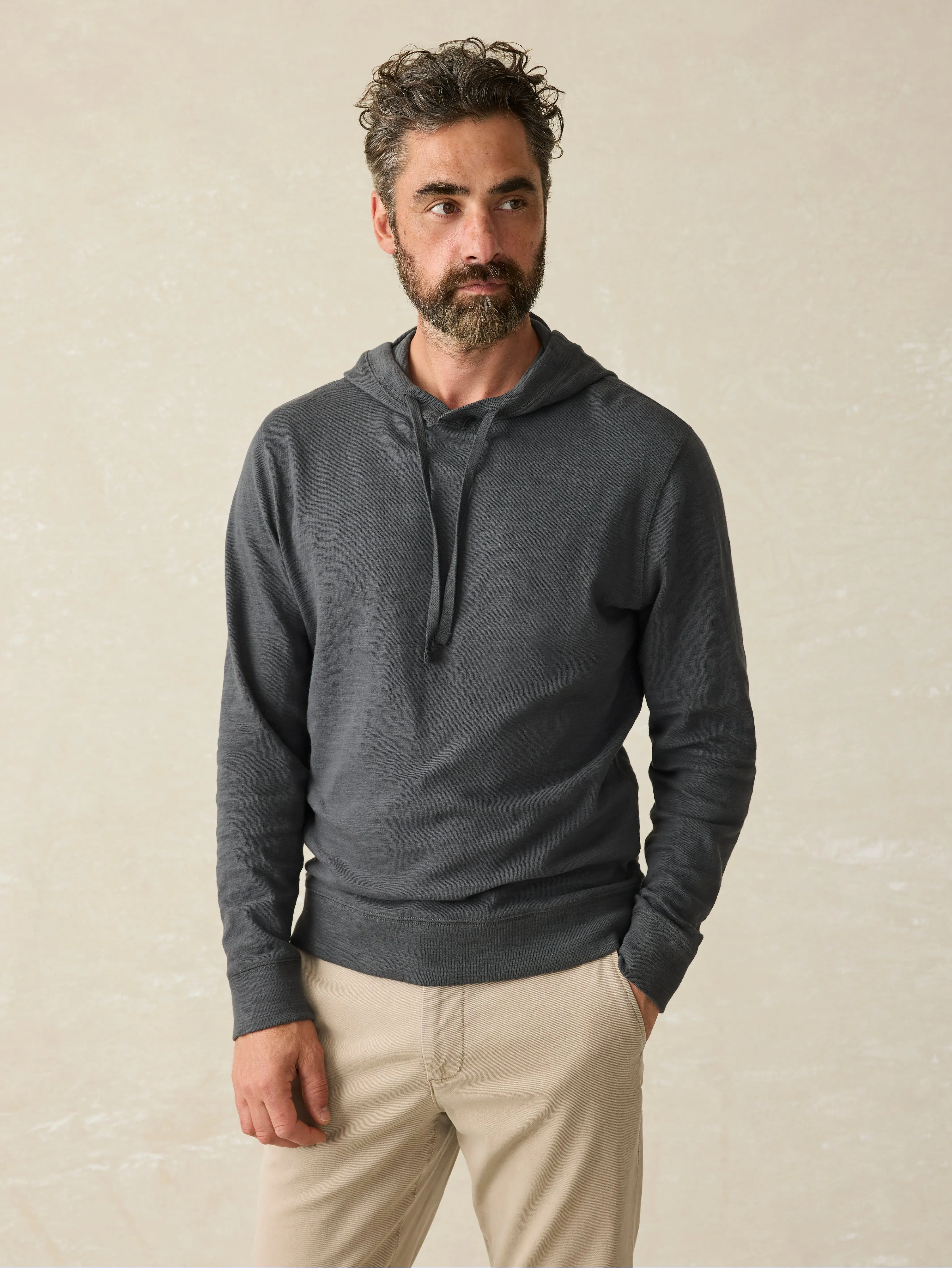 Sunwashed Midweight Organic Hoodie - Graphite sold by Faherty