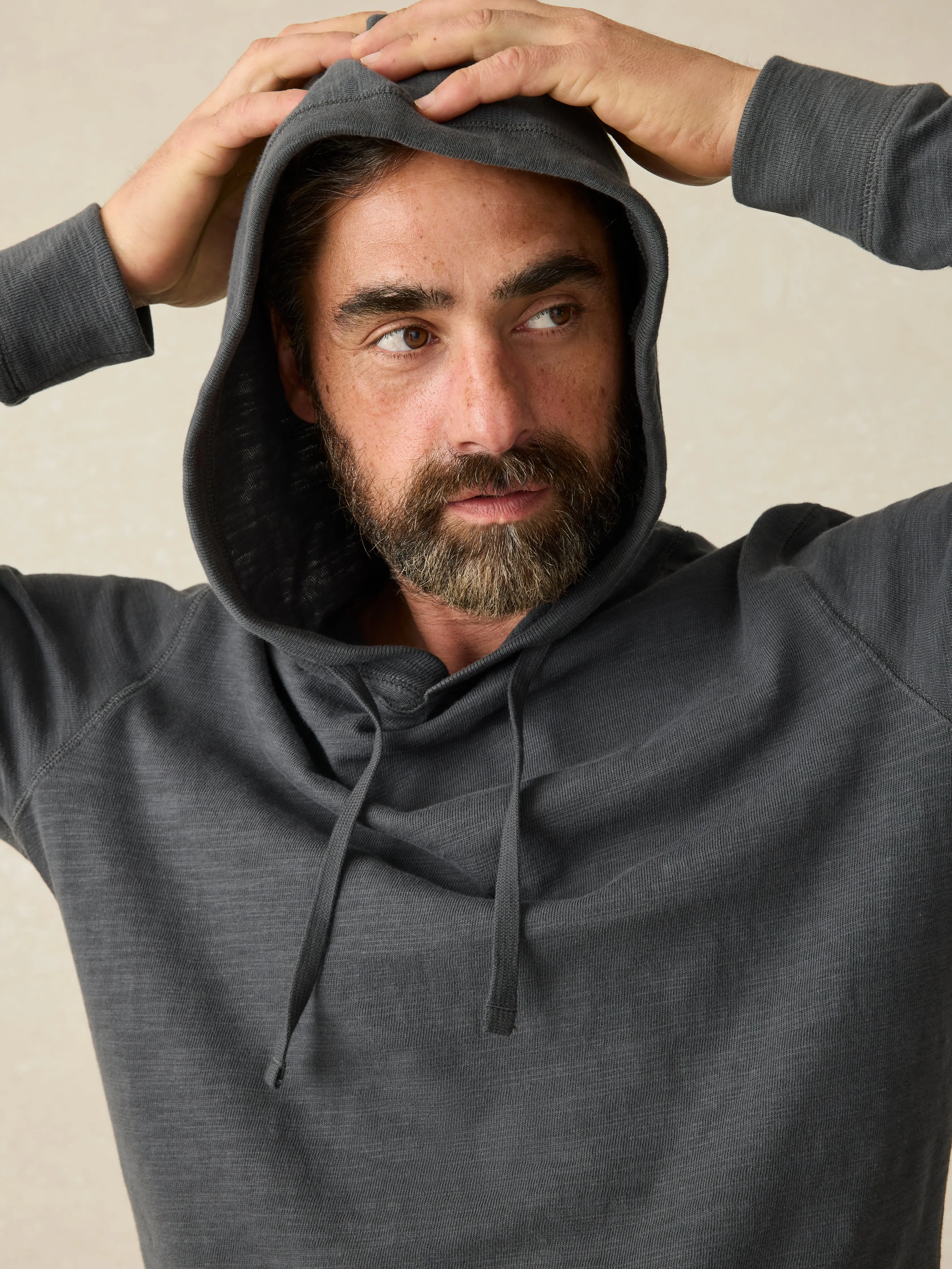 Sunwashed Midweight Organic Hoodie - Graphite sold by Faherty product image thumbnail 2