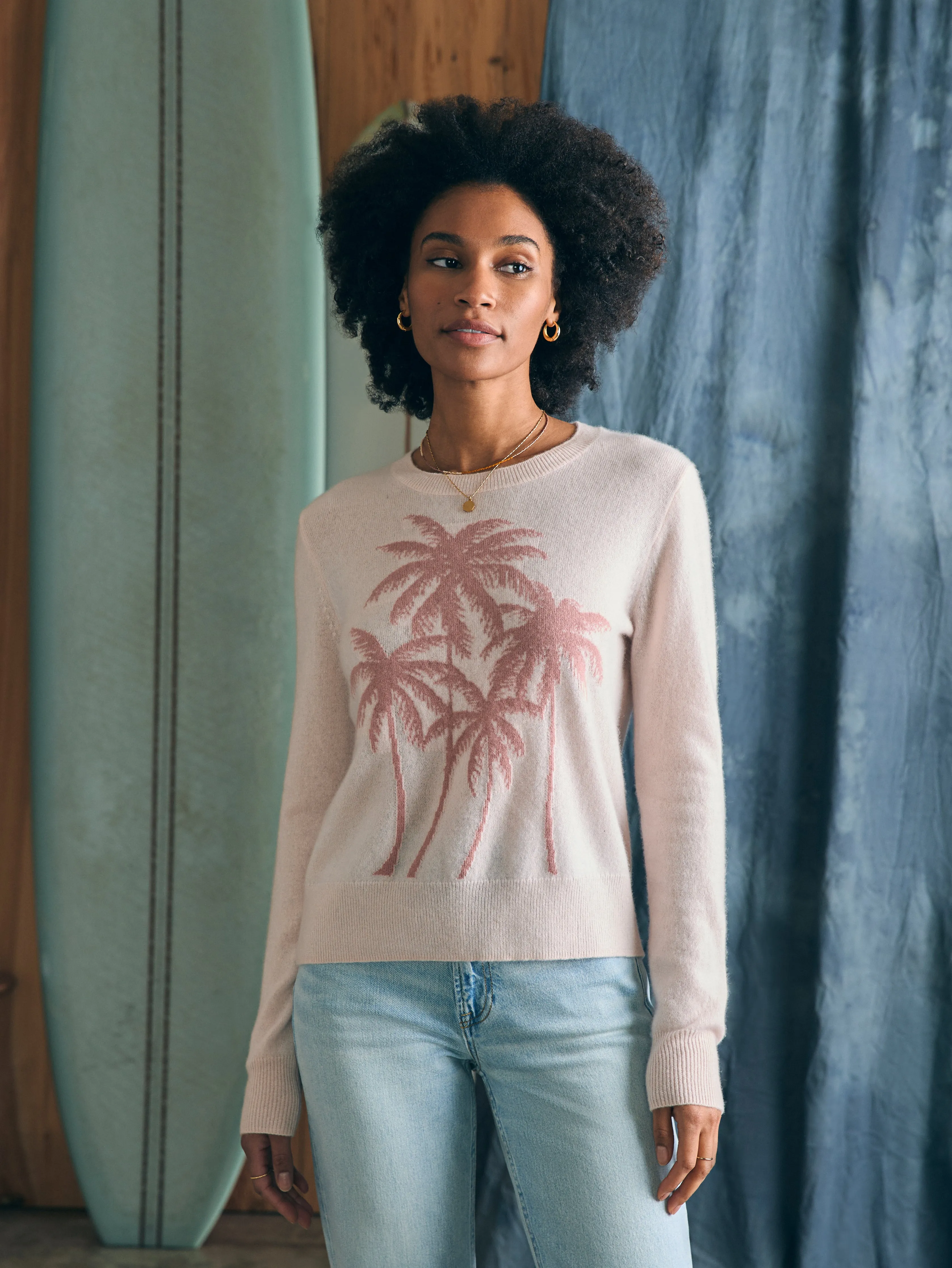Palm Coast Cashmere Crewneck - Clay Palm Horizon sold by Faherty product image thumbnail 3