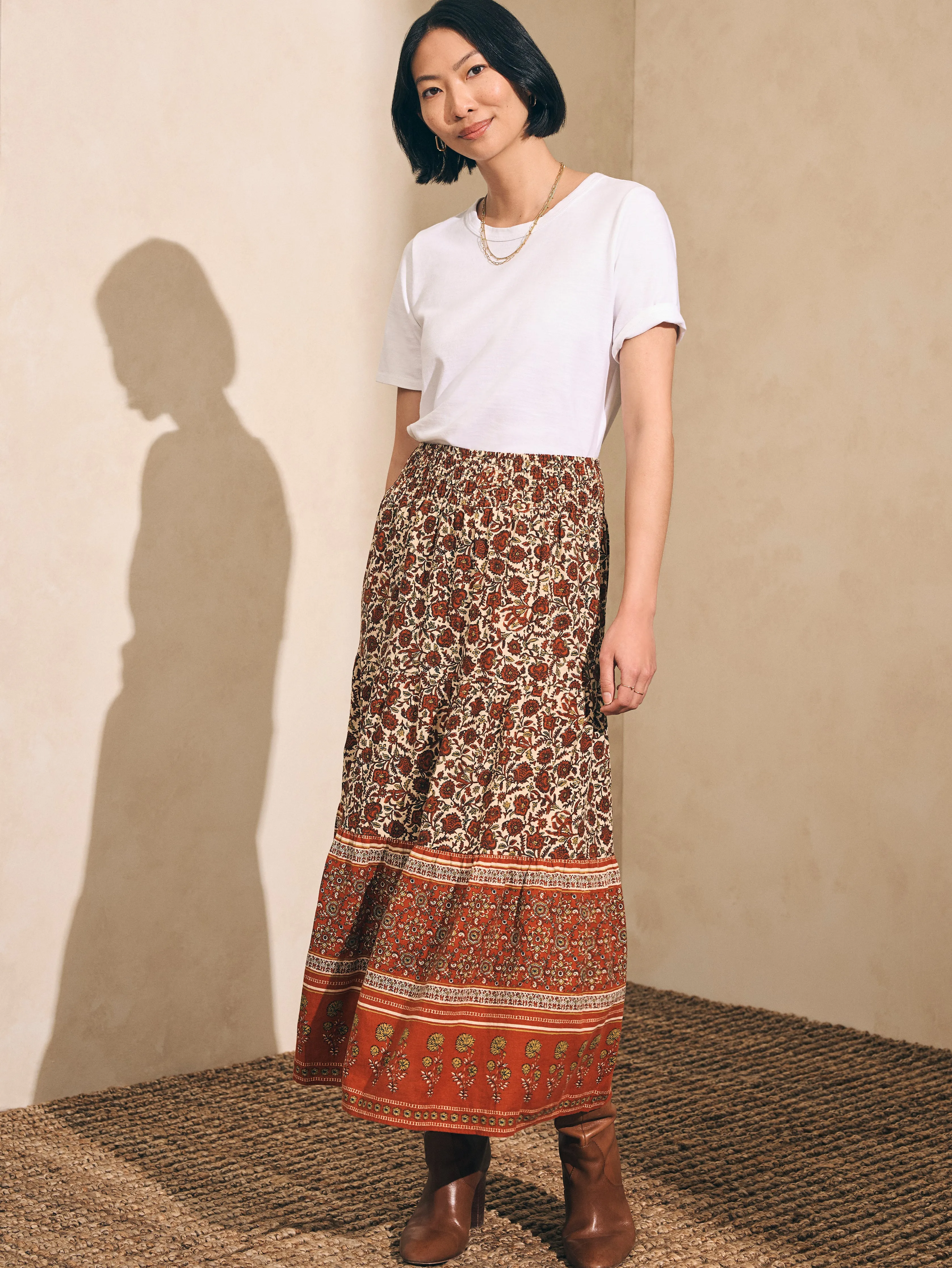 Harlow Skirt - Umber Folly Floral sold by Faherty