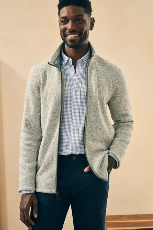 Sweater Fleece Full Zip - Light Granite sold by Faherty
