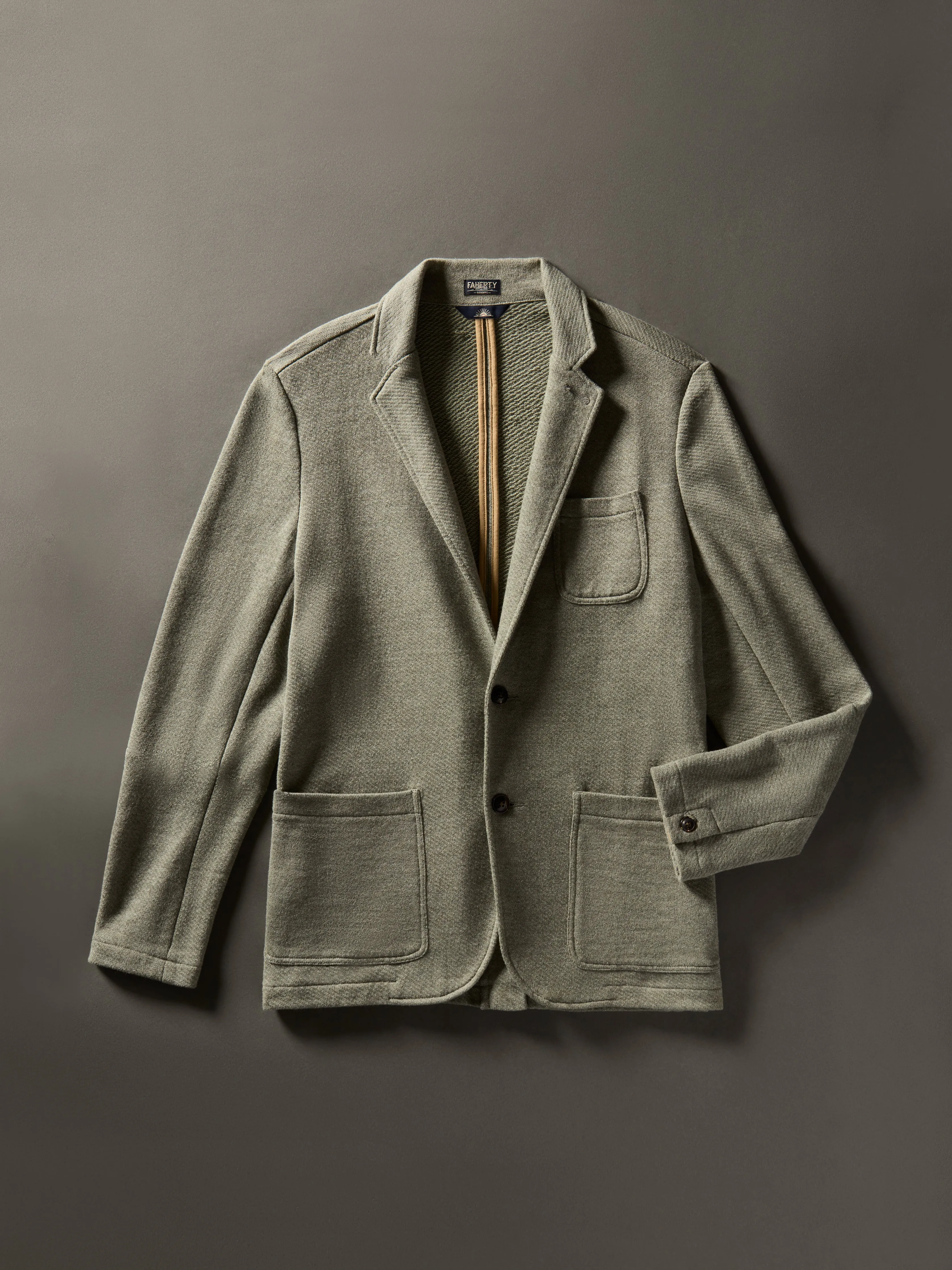 Inlet Knit Blazer - Olive Brush Melange sold by Faherty