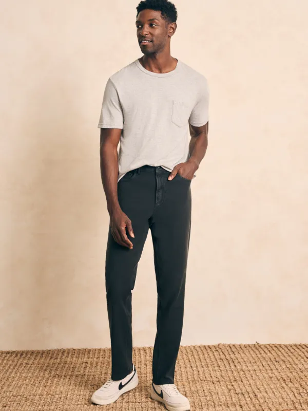 Stretch Terry 5-Pocket Athletic Fit Pant (32" Inseam) - Onyx Black sold by Faherty