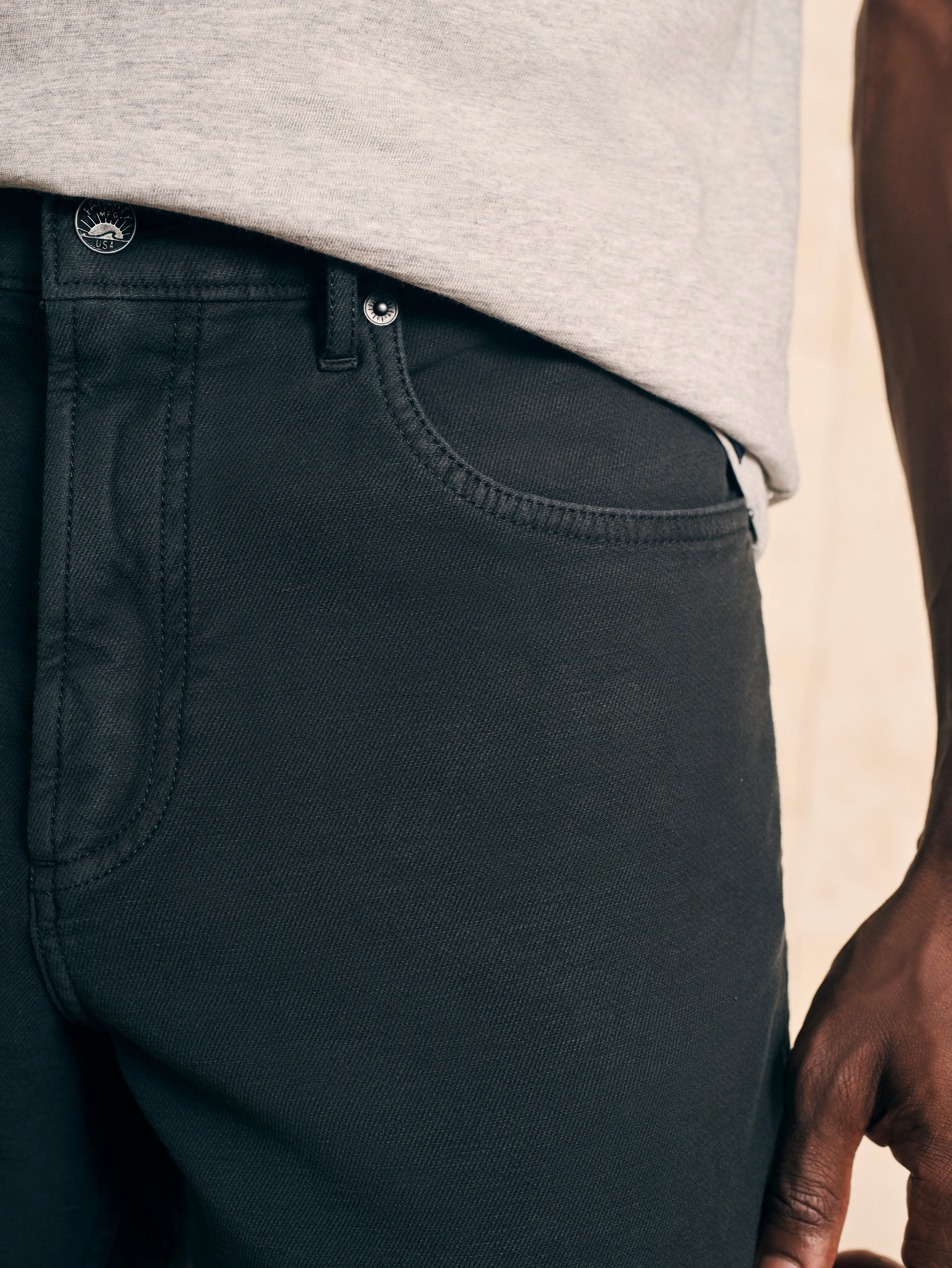 Stretch Terry 5-Pocket Athletic Fit Pant (32" Inseam) - Onyx Black sold by Faherty product image thumbnail 3