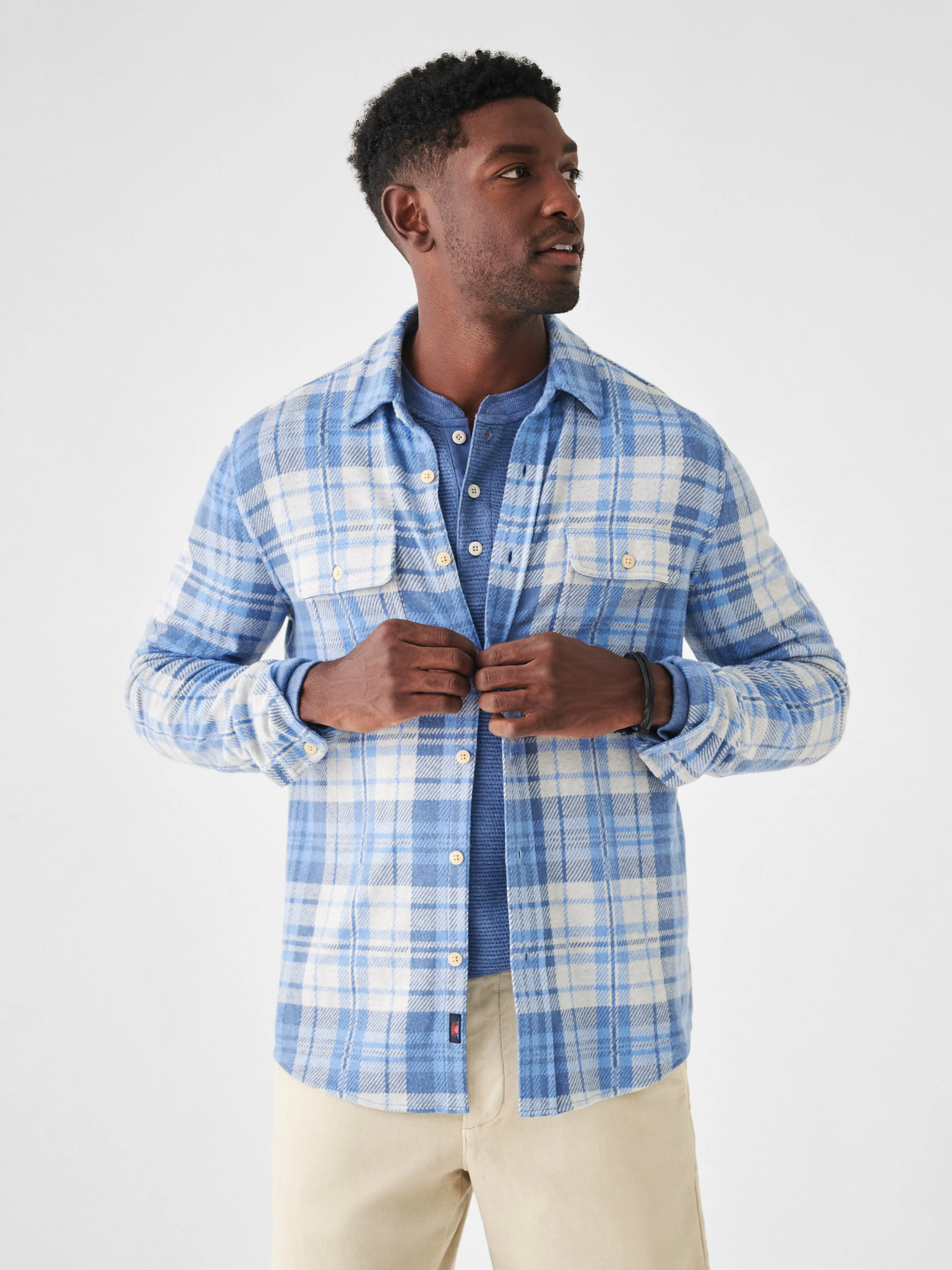 Legend™ Sweater Shirt - Fog Island Plaid sold by Faherty product image thumbnail 4