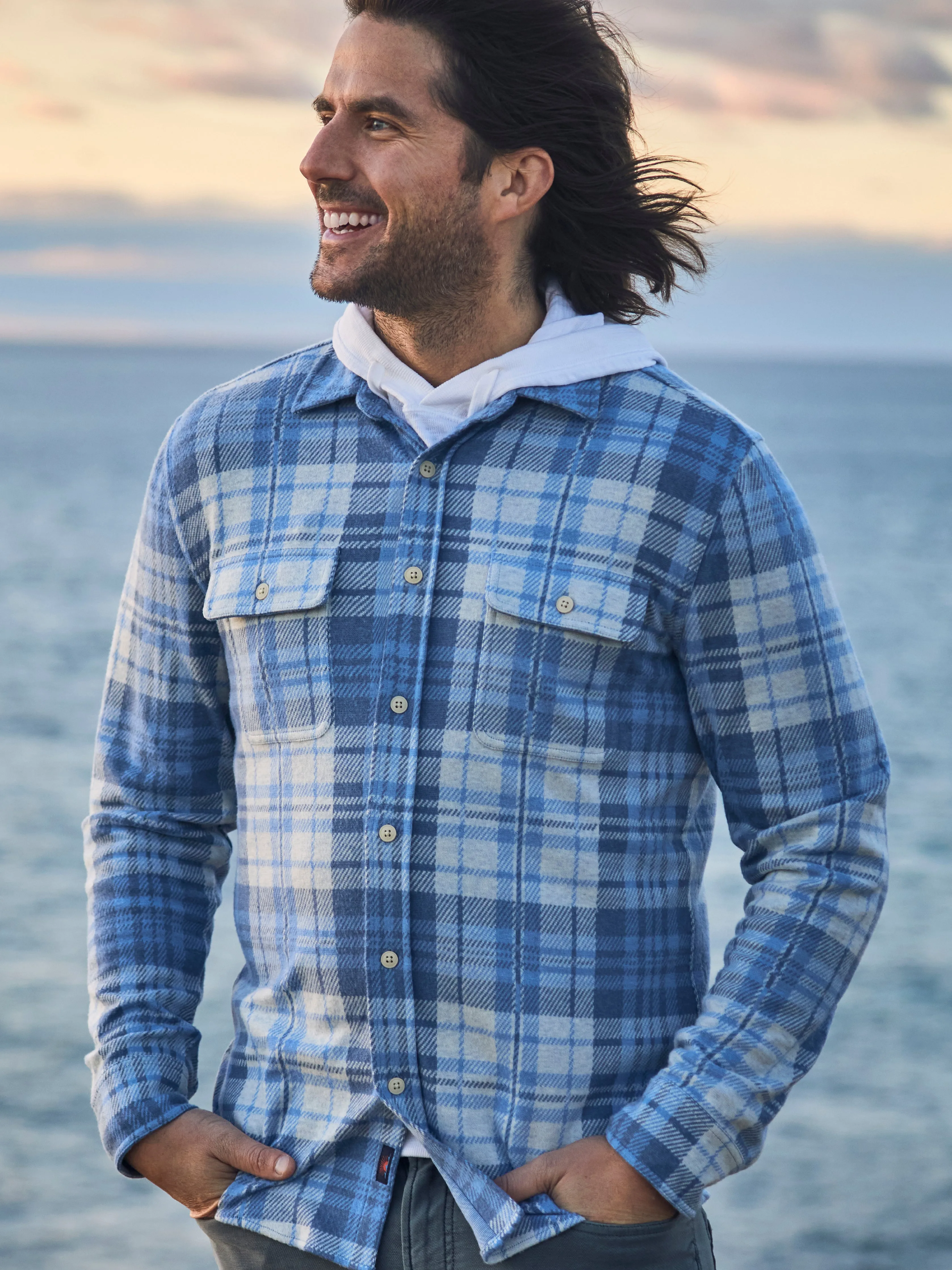Legend™ Sweater Shirt - Fog Island Plaid sold by Faherty