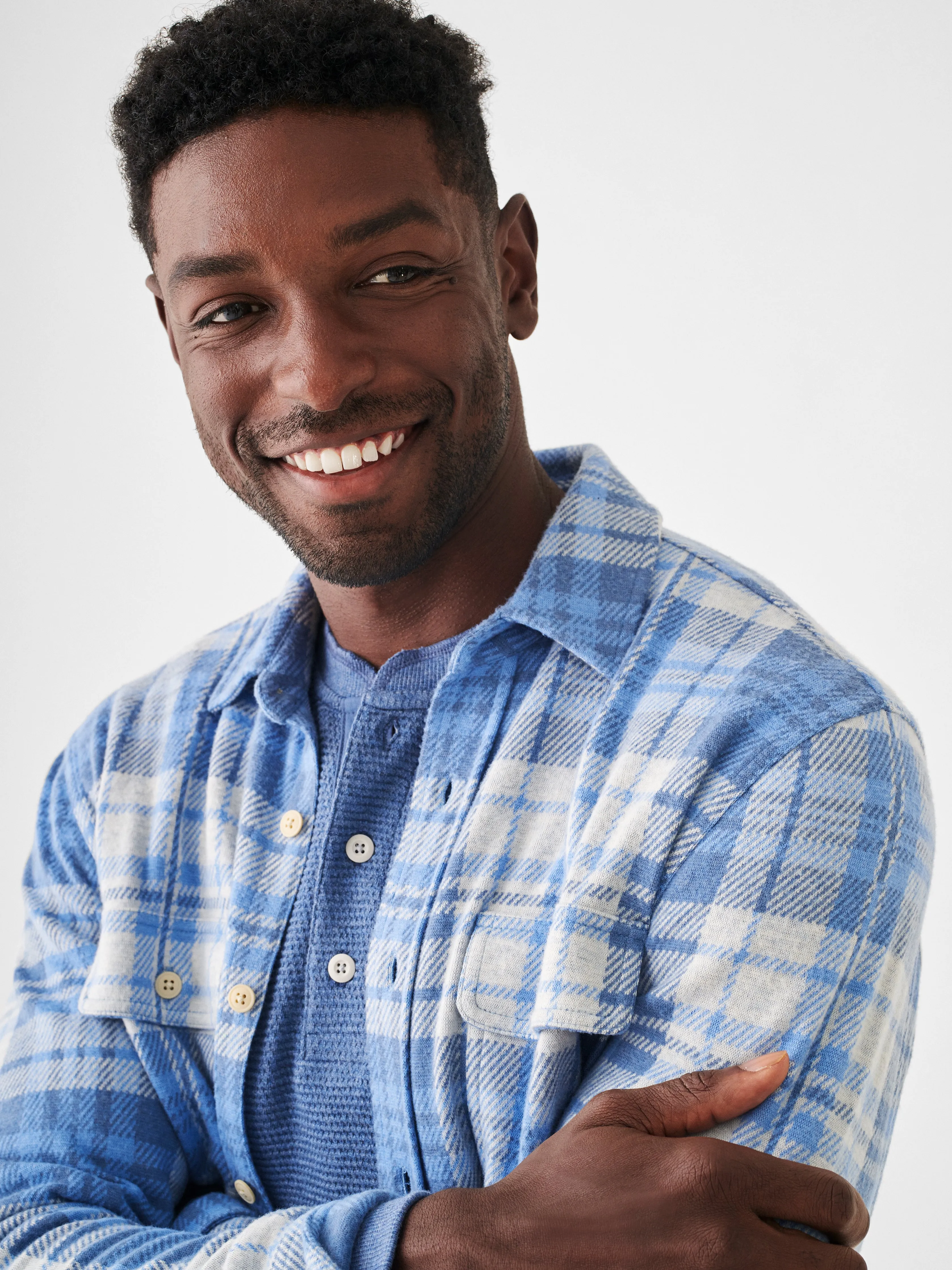 Legend™ Sweater Shirt - Fog Island Plaid sold by Faherty product image thumbnail 2