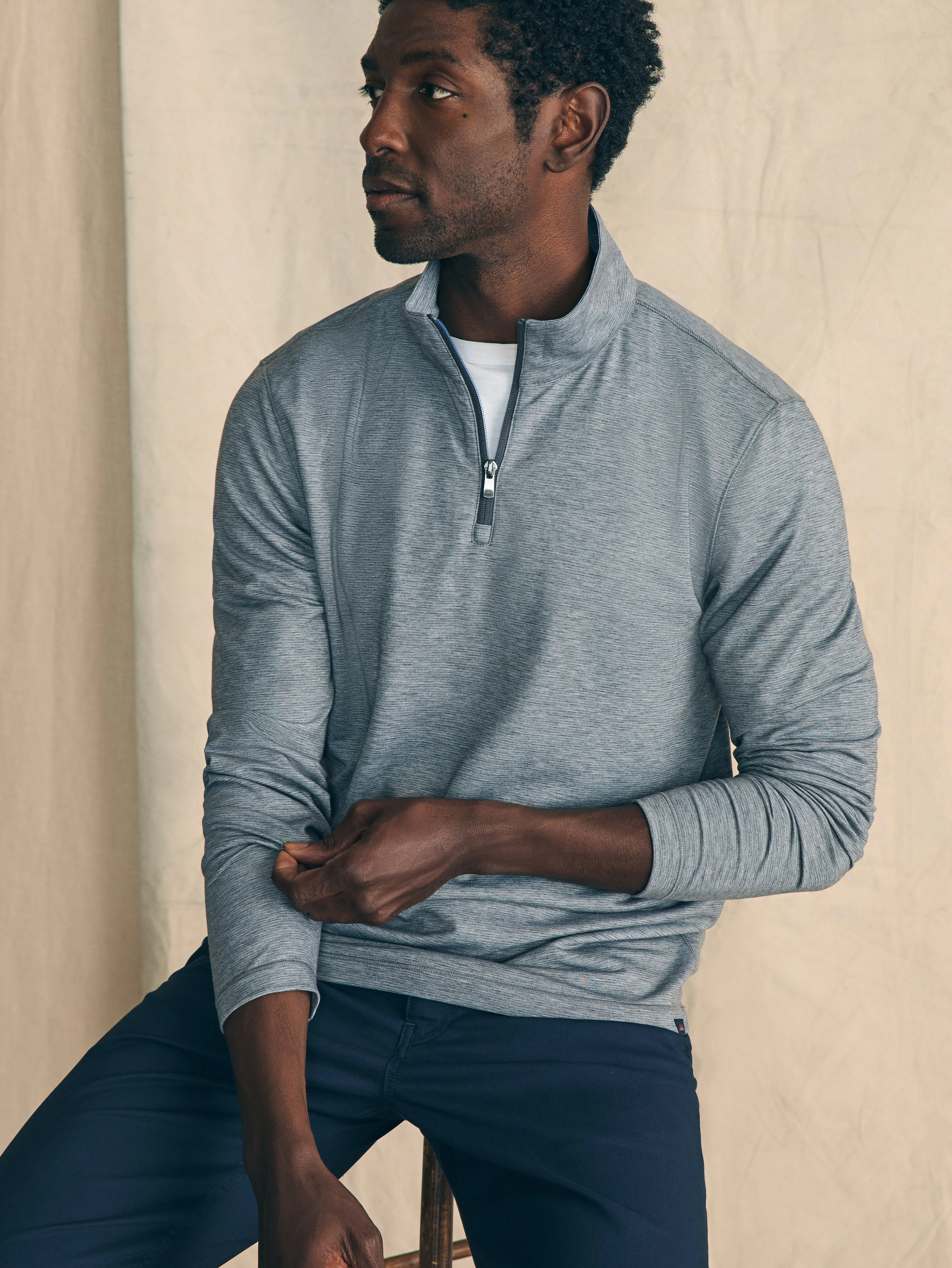 Movement™ Quarter Zip - Fall Rock Feeder sold by Faherty