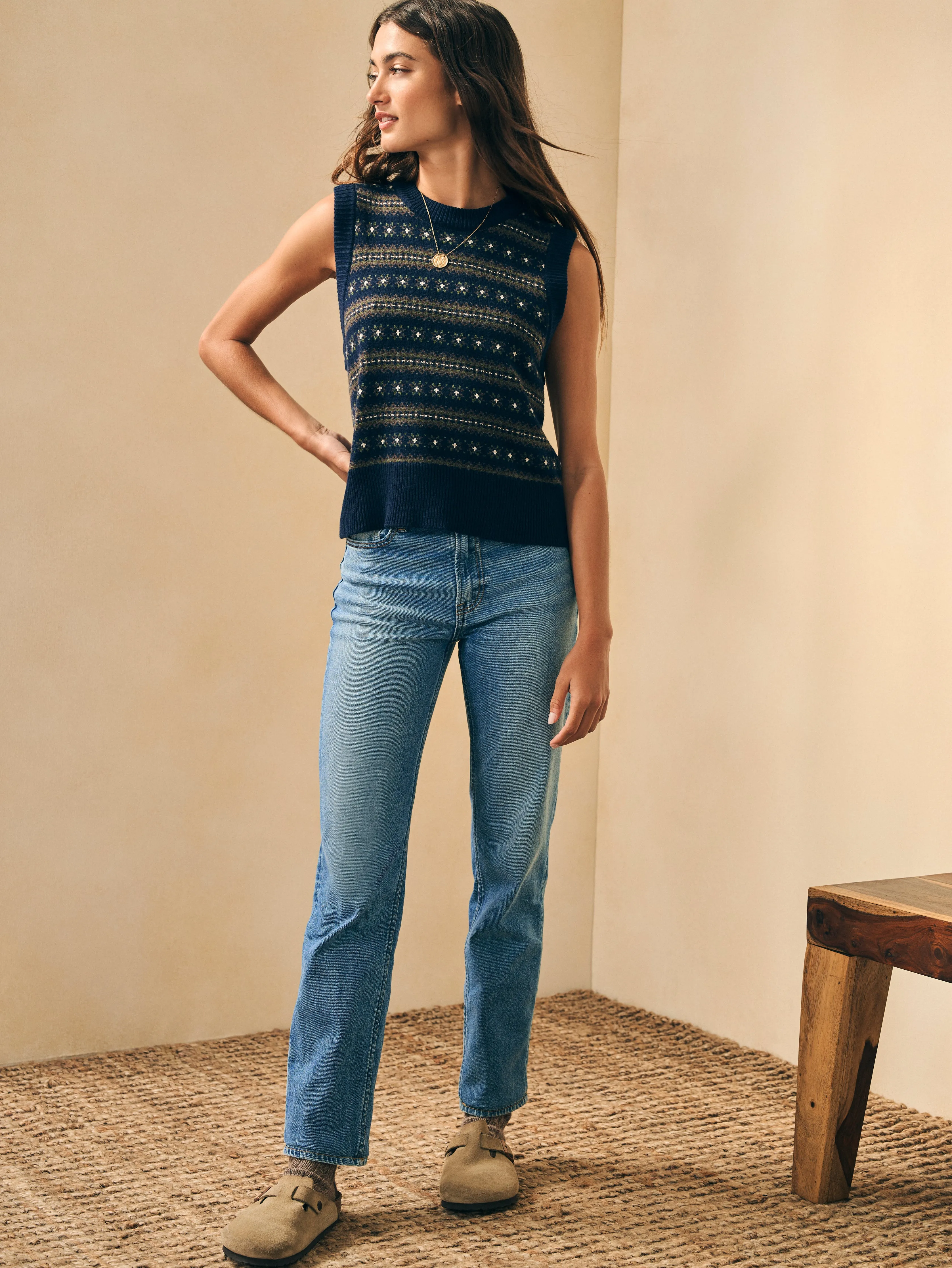 Highland Fair Isle Sweater Vest - Navy Multi sold by Faherty product image thumbnail 4