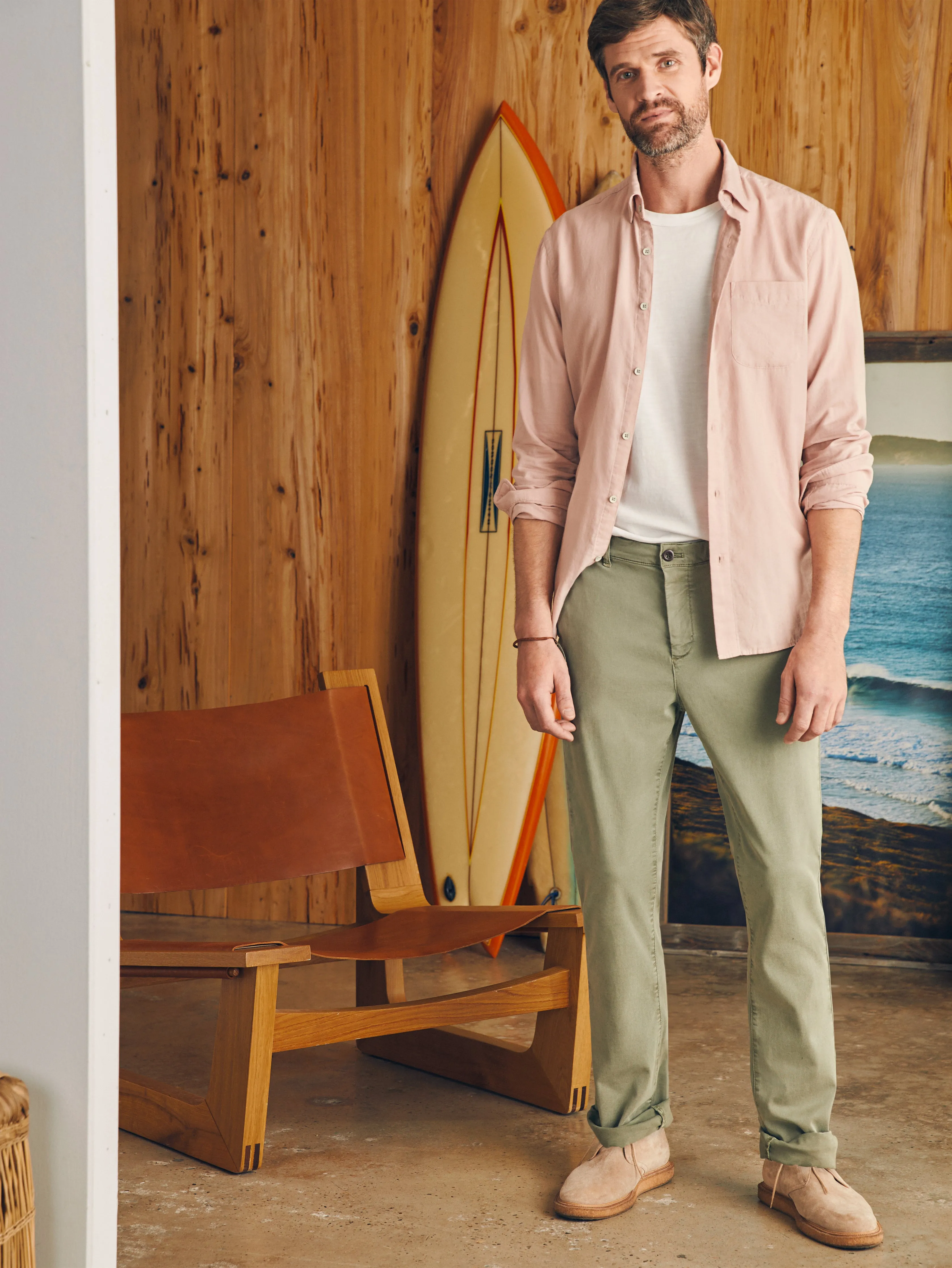 Coastline Stretch Chino (32" Inseam) - Mountain Olive sold by Faherty product image thumbnail 3