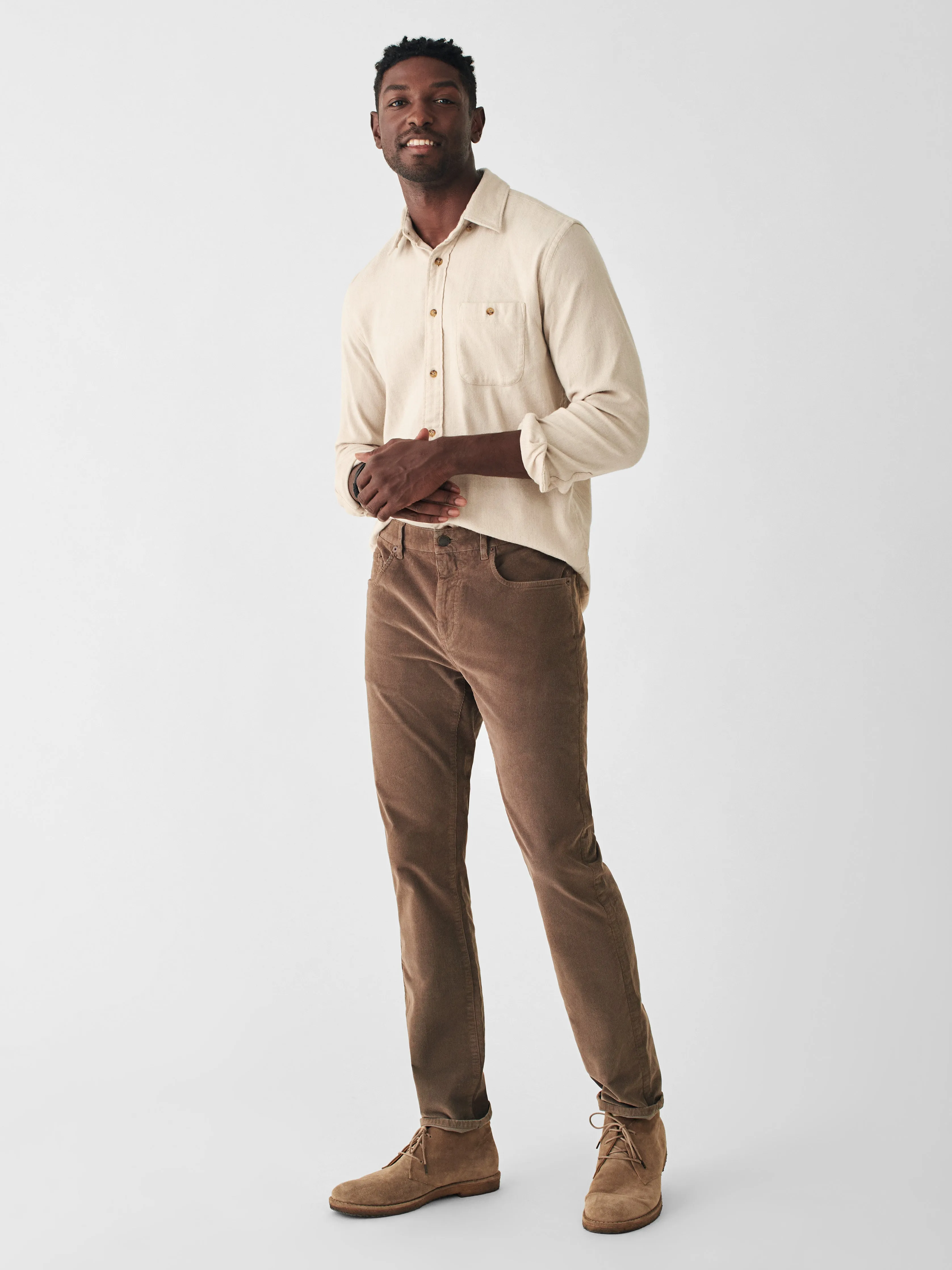 Stretch Corduroy 5-Pocket Pant - Mountain Brown sold by Faherty