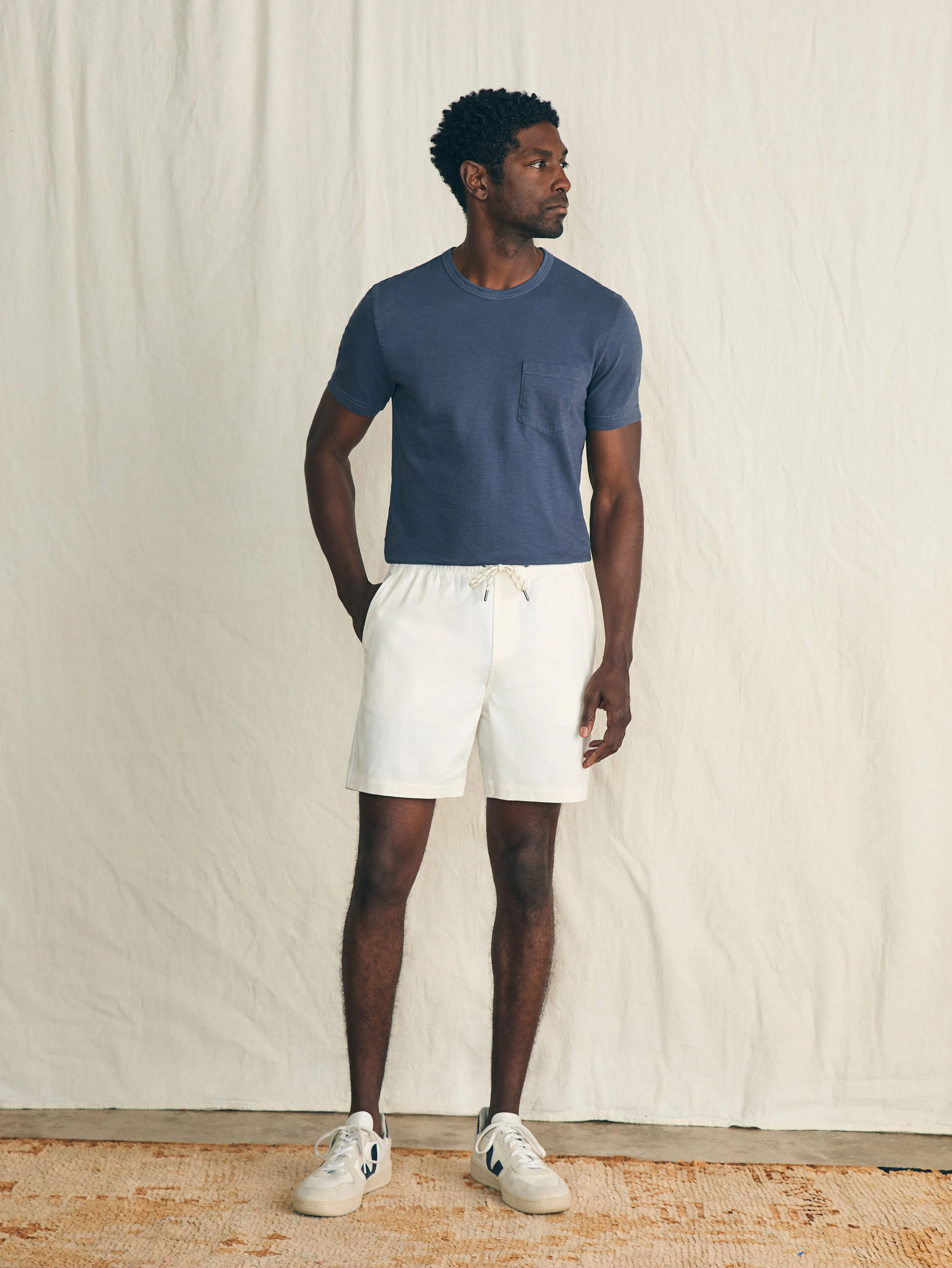 Essential Drawstring Short (6.5" Inseam) - Solar White sold by Faherty product image thumbnail 4
