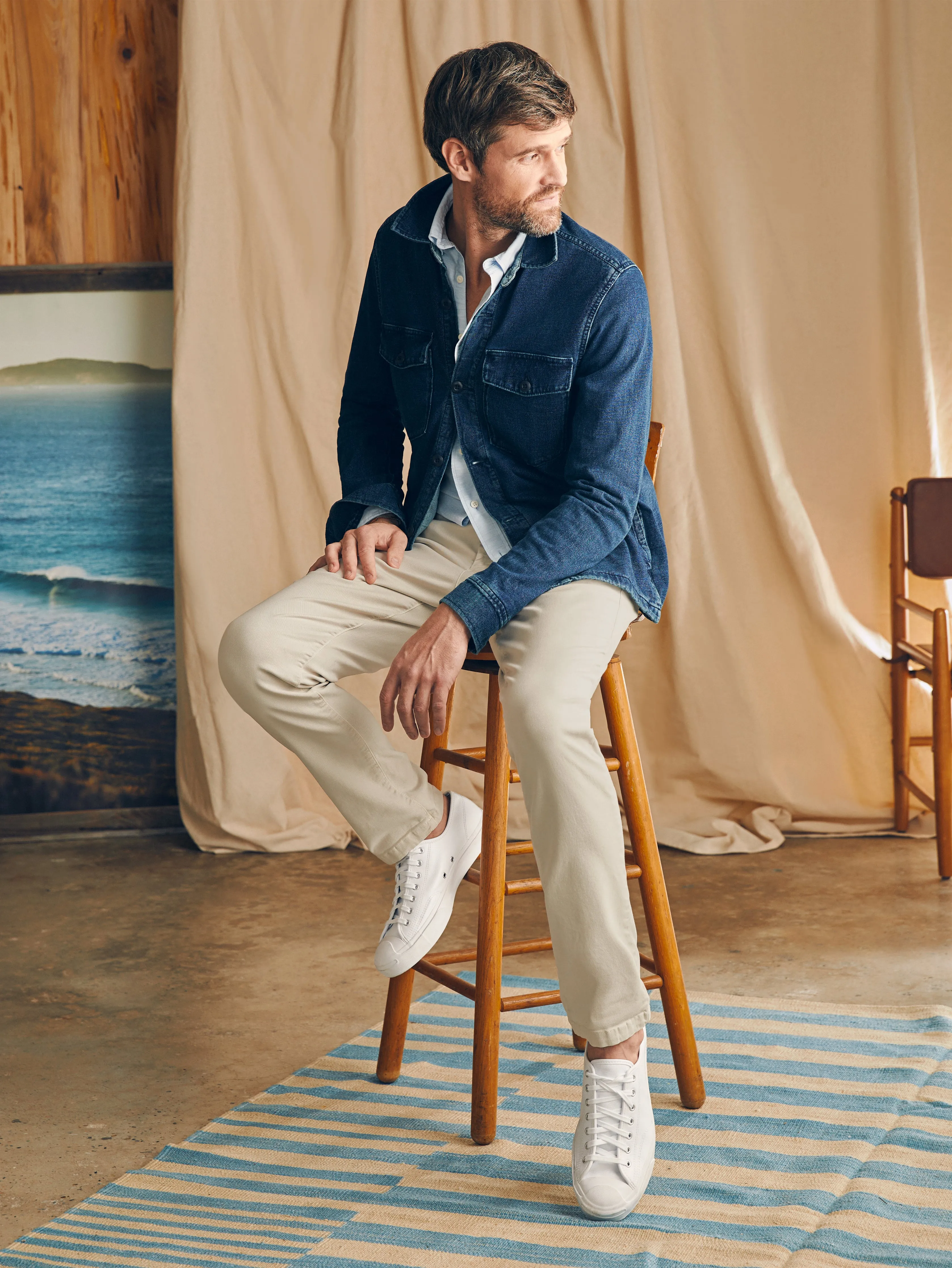 Coastline Stretch Chino (32" Inseam) - Stone sold by Faherty product image thumbnail 4