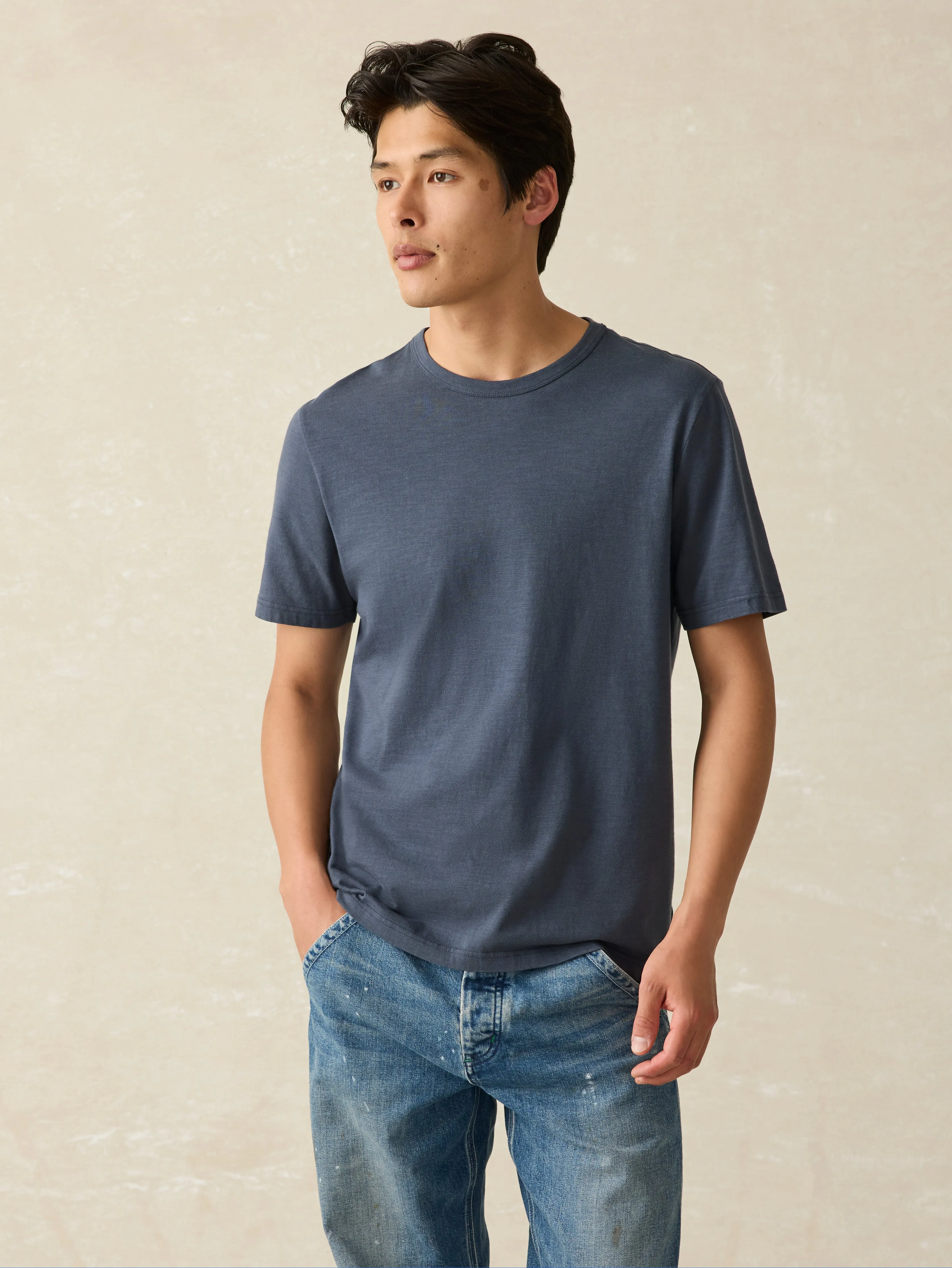 Sunwashed Tee - Dune Navy sold by Faherty