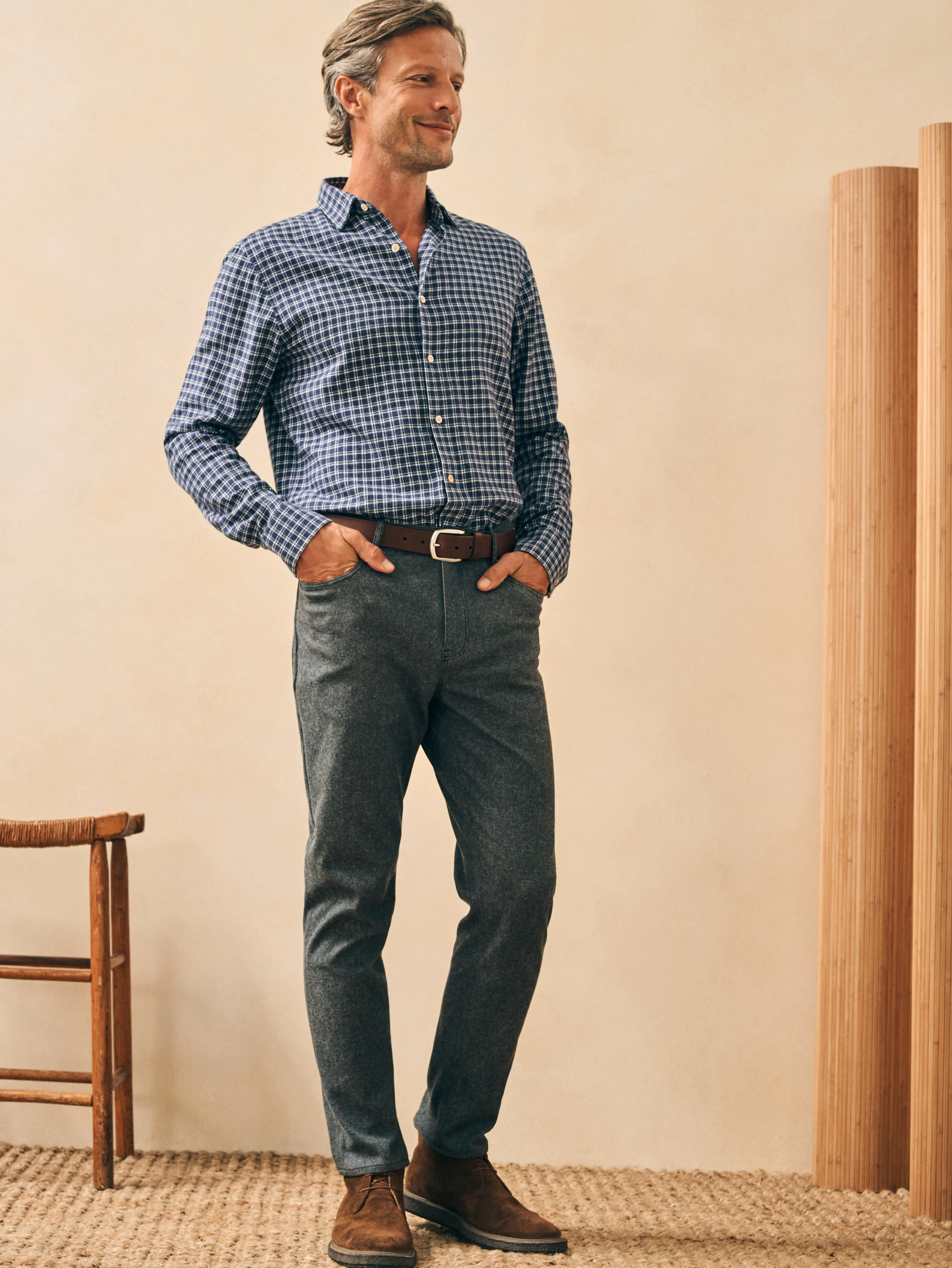 Reserve Flannel Shirt - Navy White Check sold by Faherty product image thumbnail 5