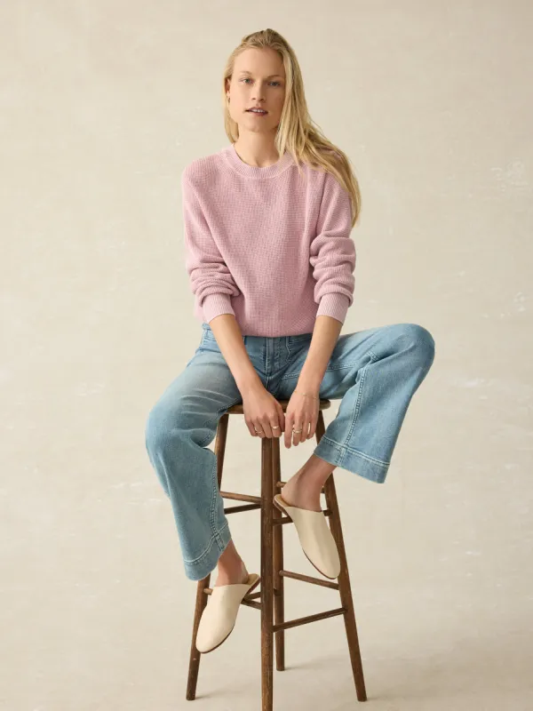 Sunwashed Relaxed Waffle Crewneck - Zephyr sold by Faherty