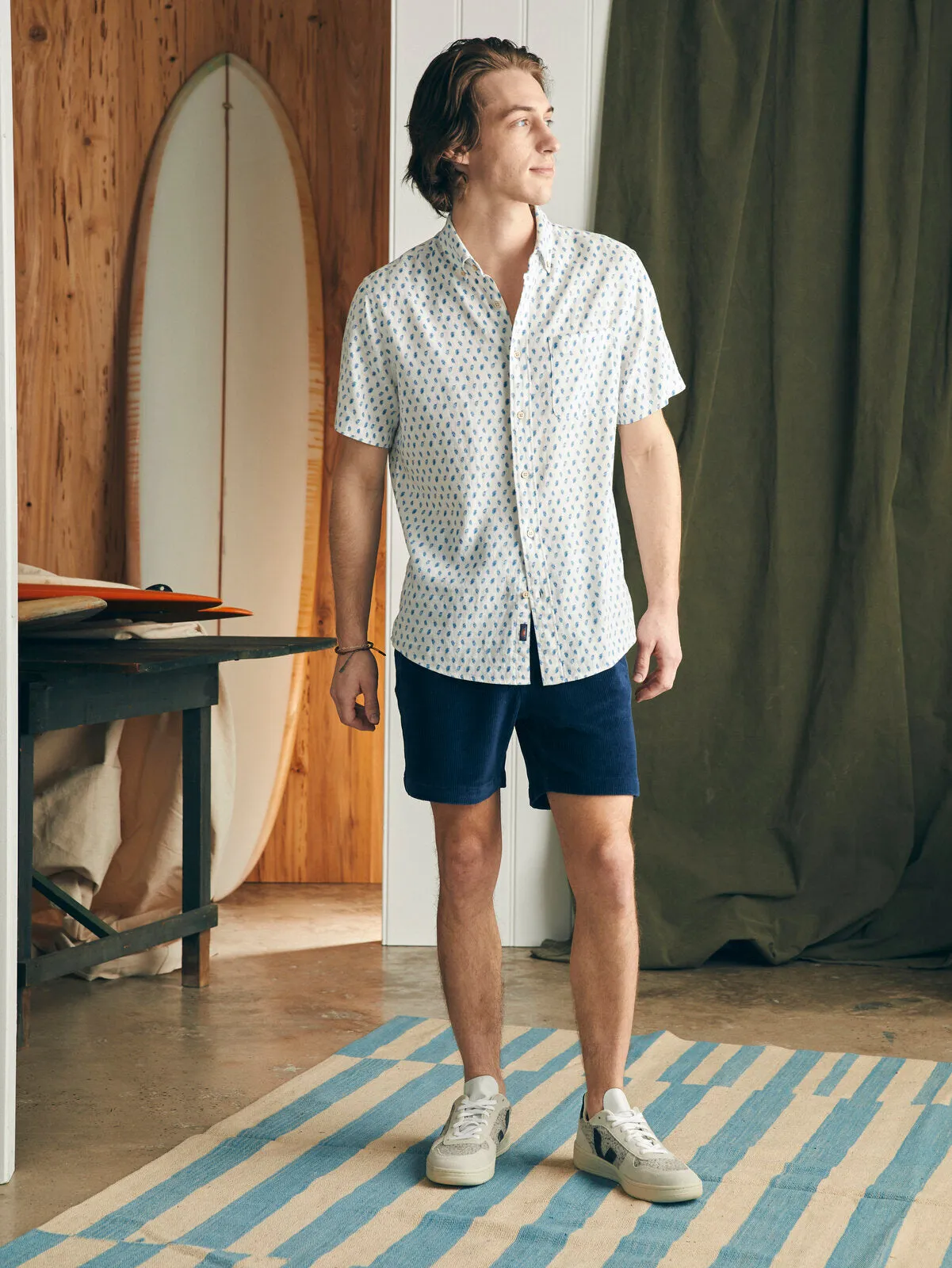 Short-Sleeve Breeze Shirt - Blue Palm Foliage sold by Faherty product image thumbnail 3
