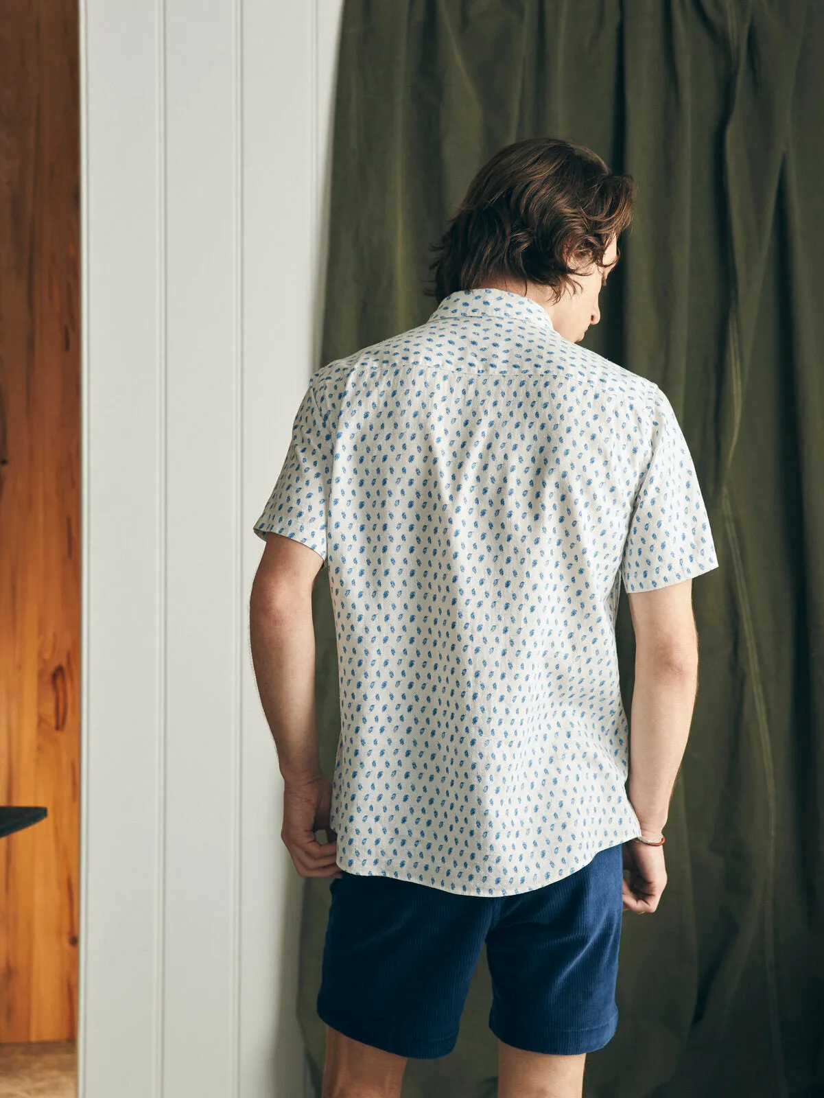Short-Sleeve Breeze Shirt - Blue Palm Foliage sold by Faherty product image thumbnail 5
