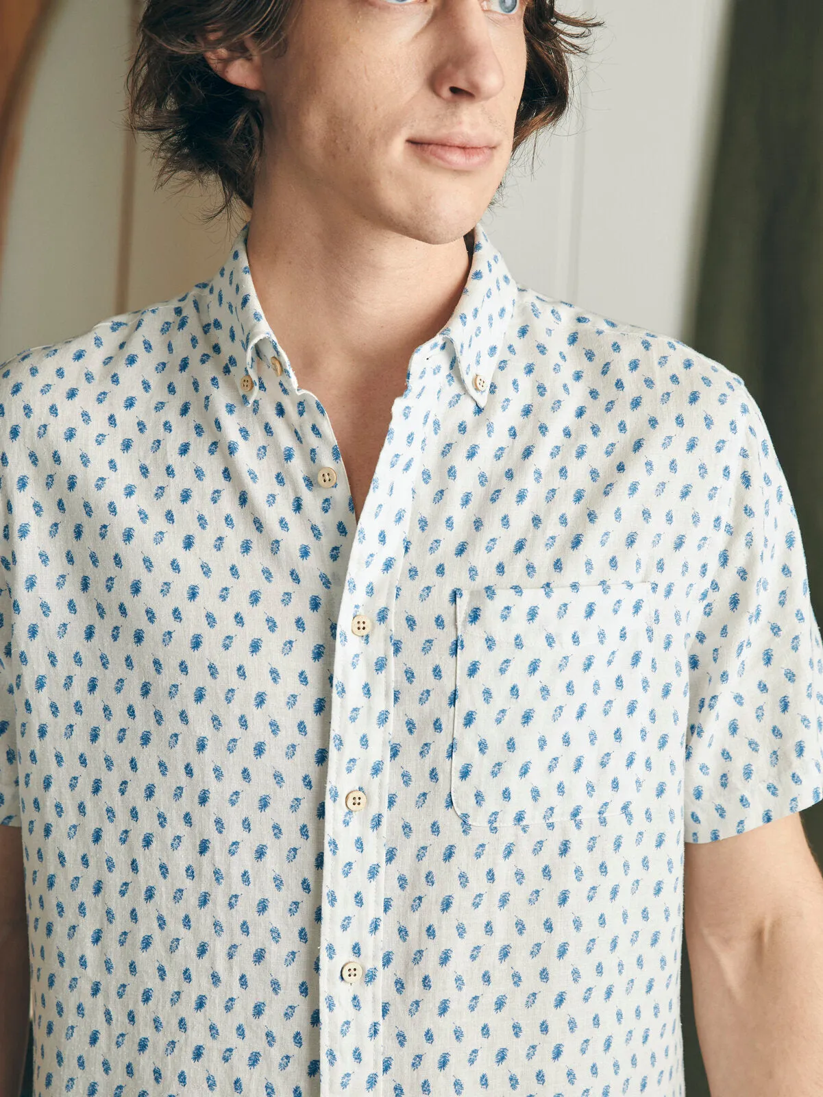 Short-Sleeve Breeze Shirt - Blue Palm Foliage sold by Faherty product image thumbnail 2