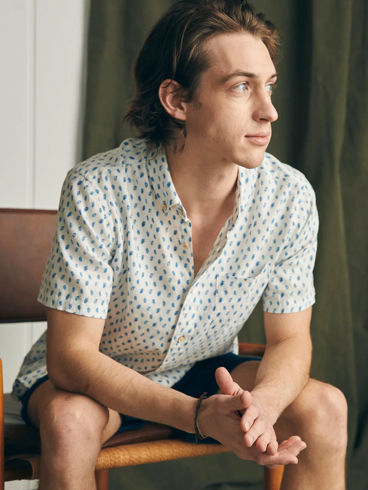 Short-Sleeve Breeze Shirt - Blue Palm Foliage sold by Faherty product image thumbnail 4