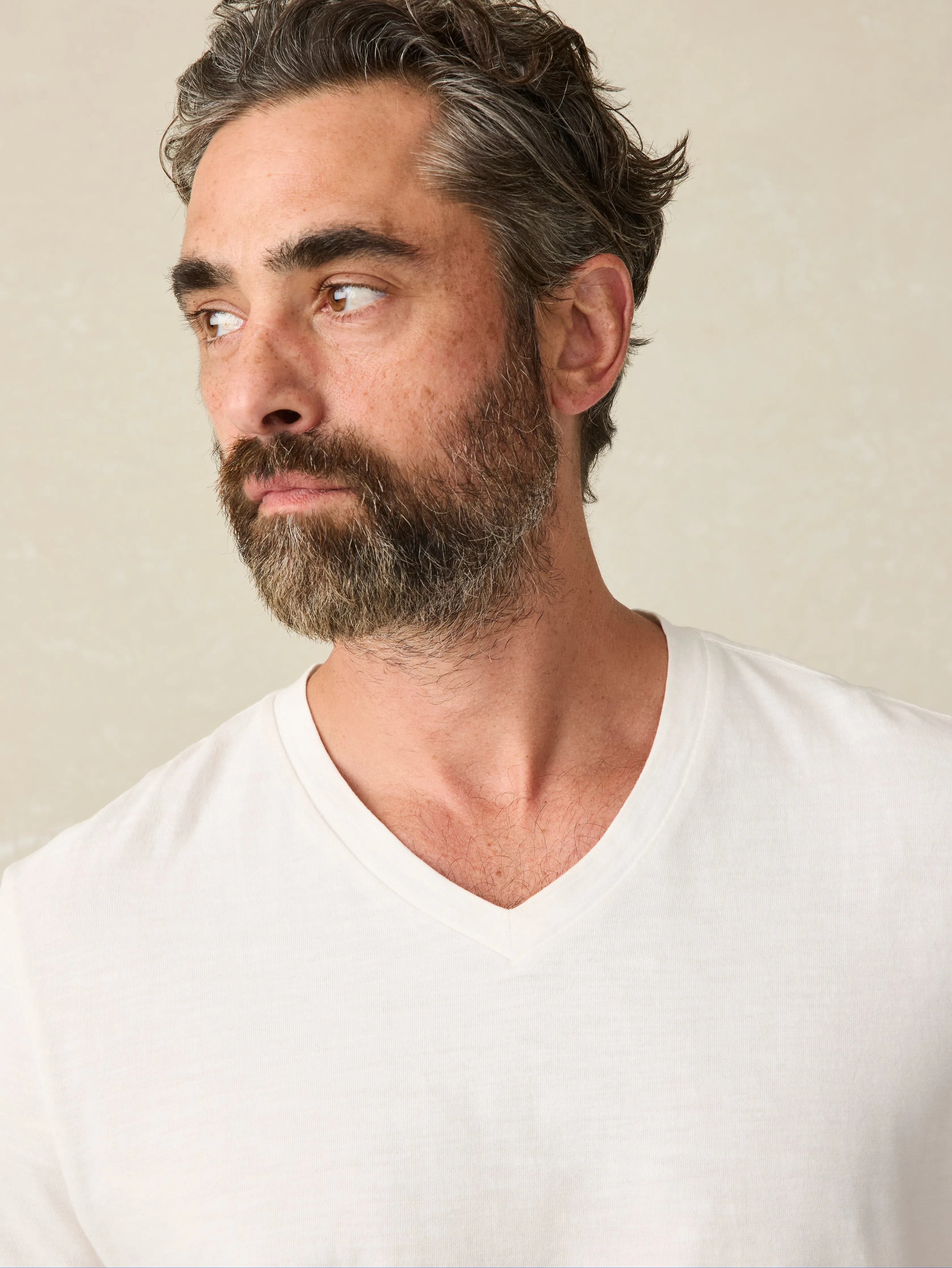 Sunwashed V-Neck Tee - White sold by Faherty product image thumbnail 2