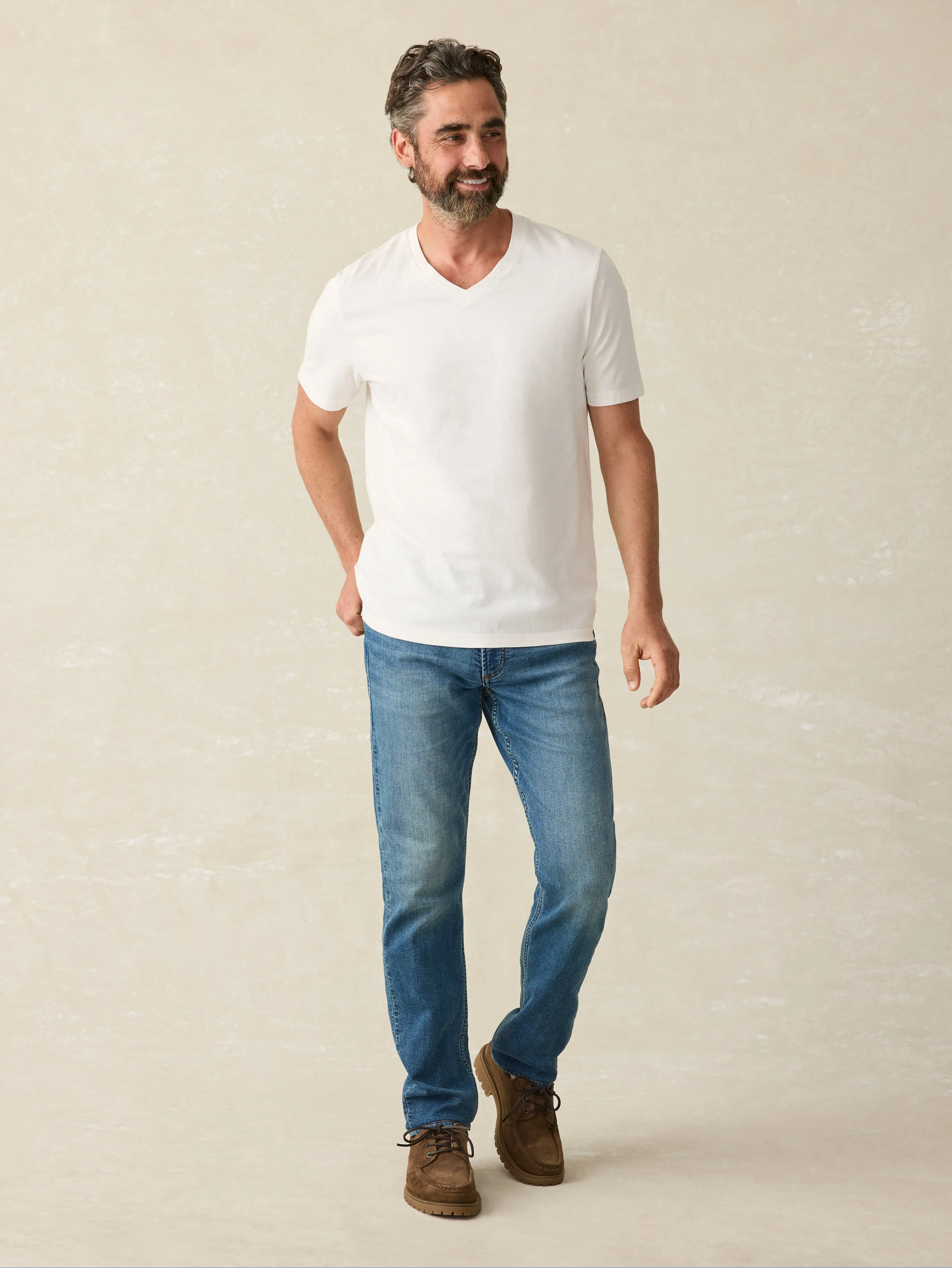 Sunwashed V-Neck Tee - White sold by Faherty product image thumbnail 3