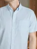 Short-Sleeve Supima Oxford Shirt - Blue Heather sold by Faherty