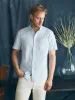 Short-Sleeve Supima Oxford Shirt - Blue Heather sold by Faherty