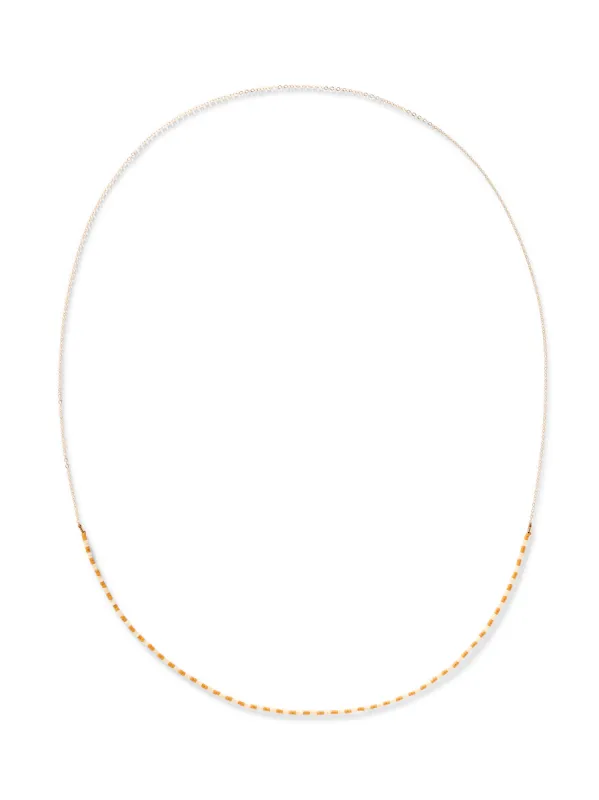 Faherty X Beyond The Sea Mid Seed Bead Necklace - Golden Ochre Stripe sold by Faherty