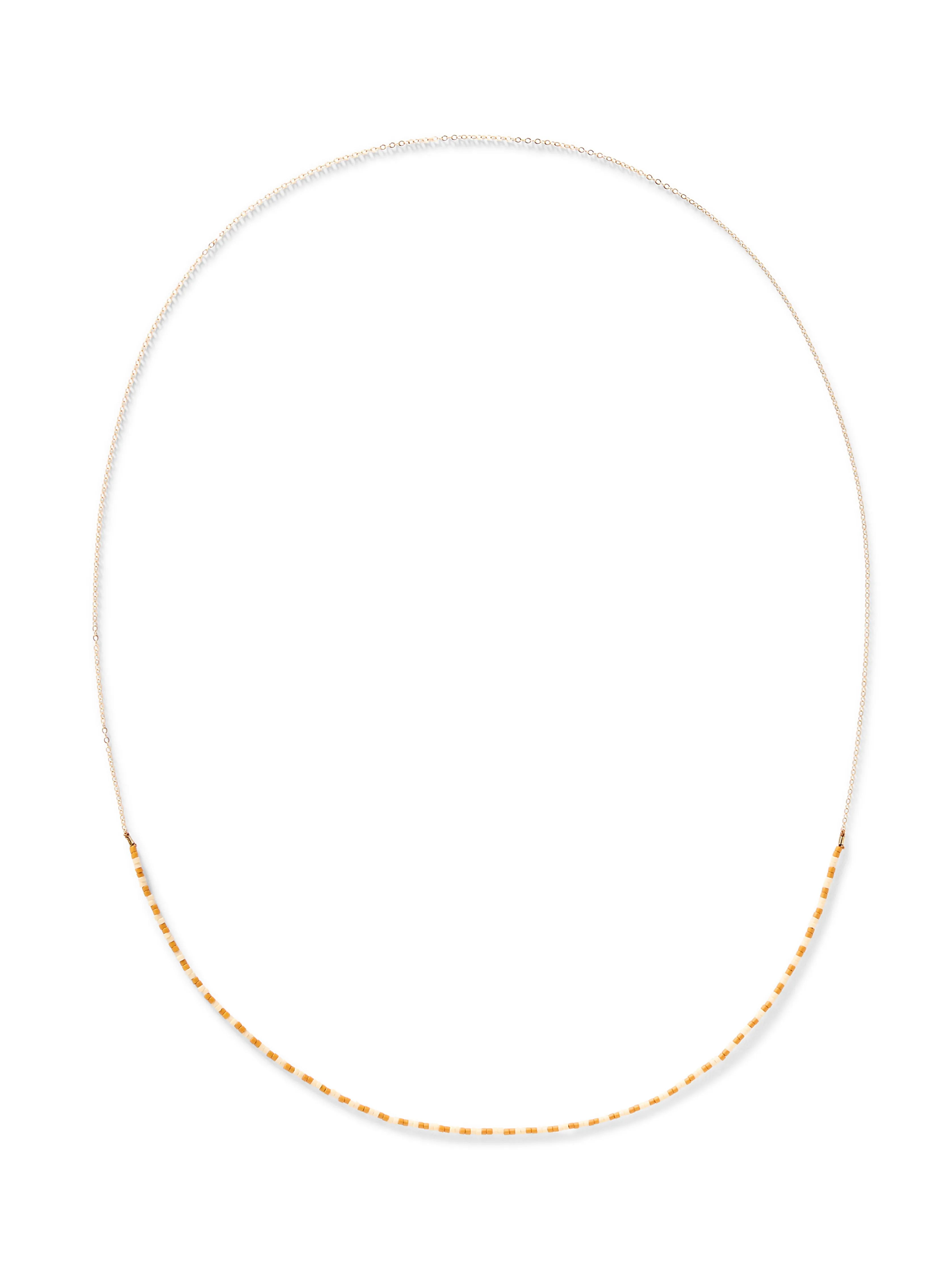Faherty X Beyond The Sea Mid Seed Bead Necklace - Golden Ochre Stripe sold by Faherty