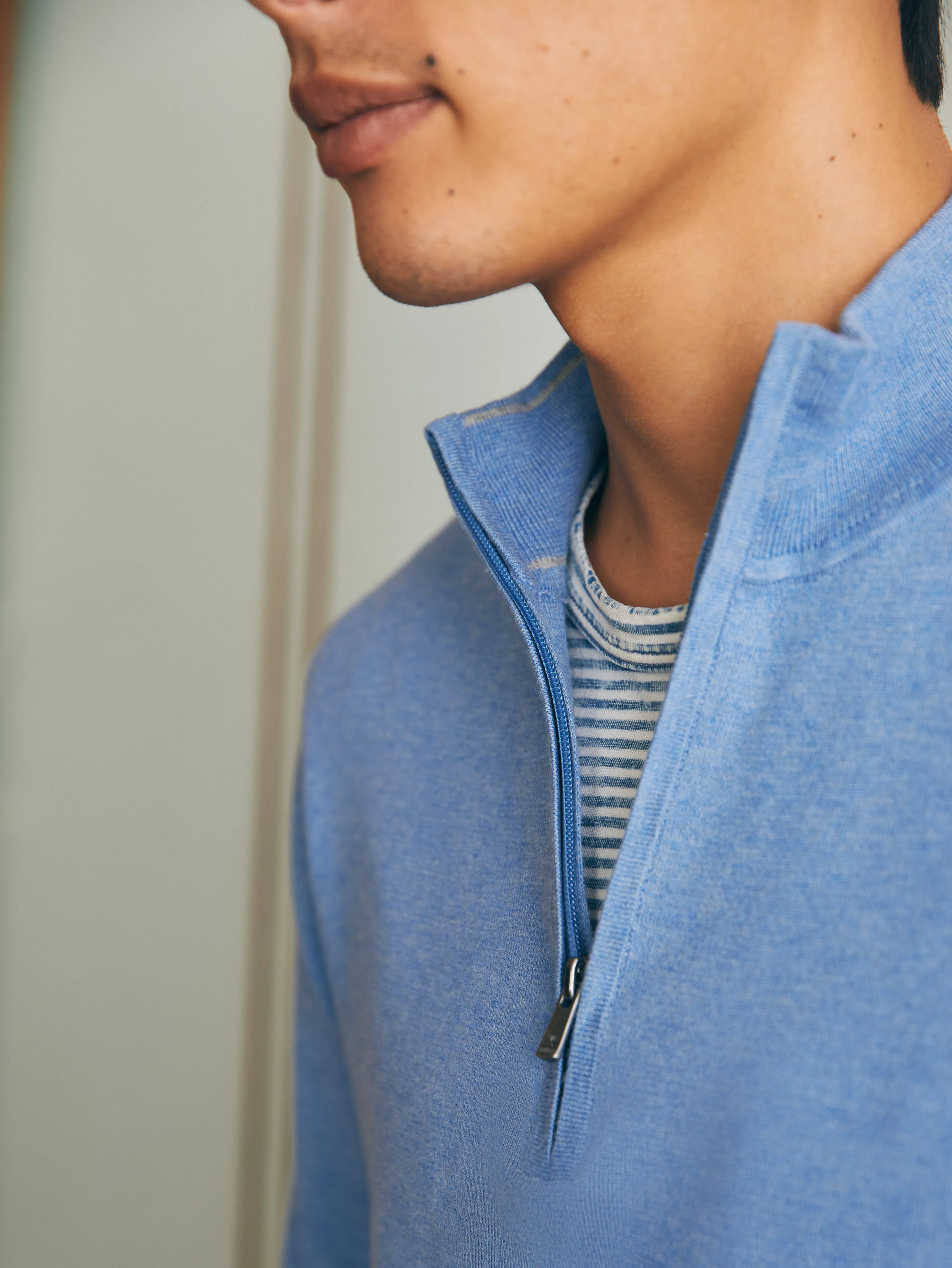 Movement™ Quarter Zip Sweater (Tall) - Azure Sky Heather sold by Faherty product image thumbnail 2